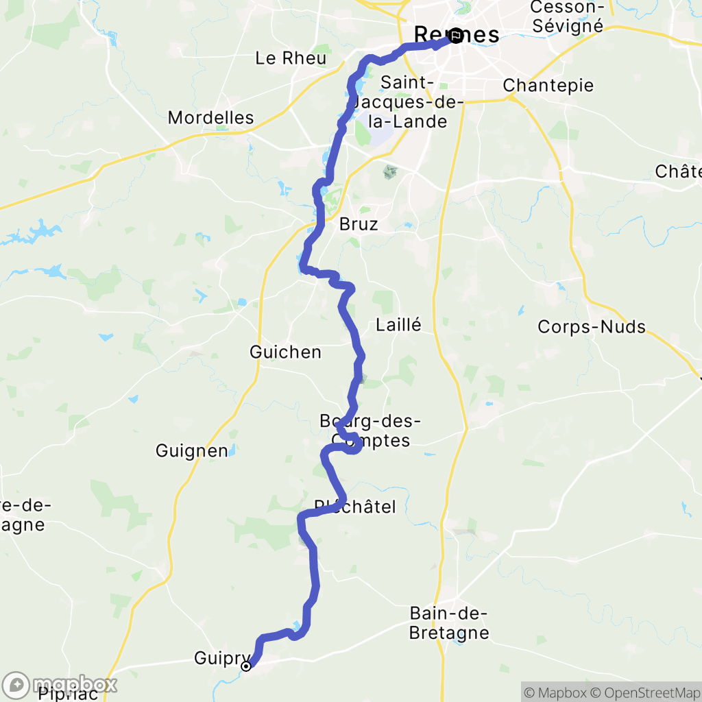 Guipry-Messac : carte du parcours de randonnée - France