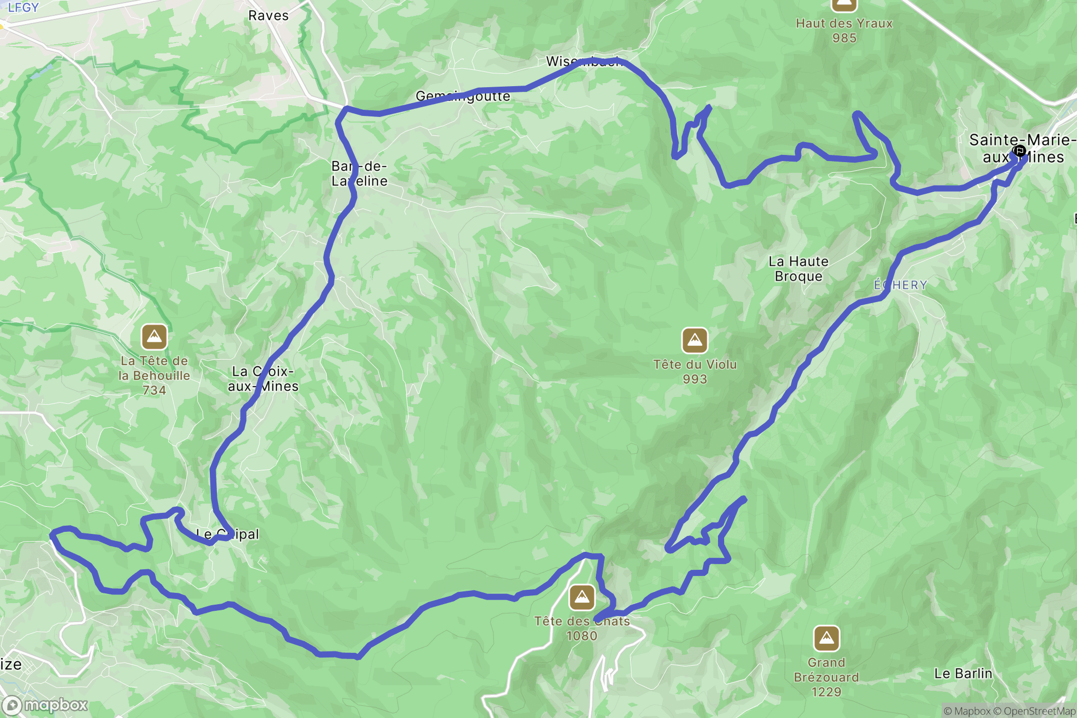 Sainte-Marie-aux-Mines : carte du parcours de randonnée - France