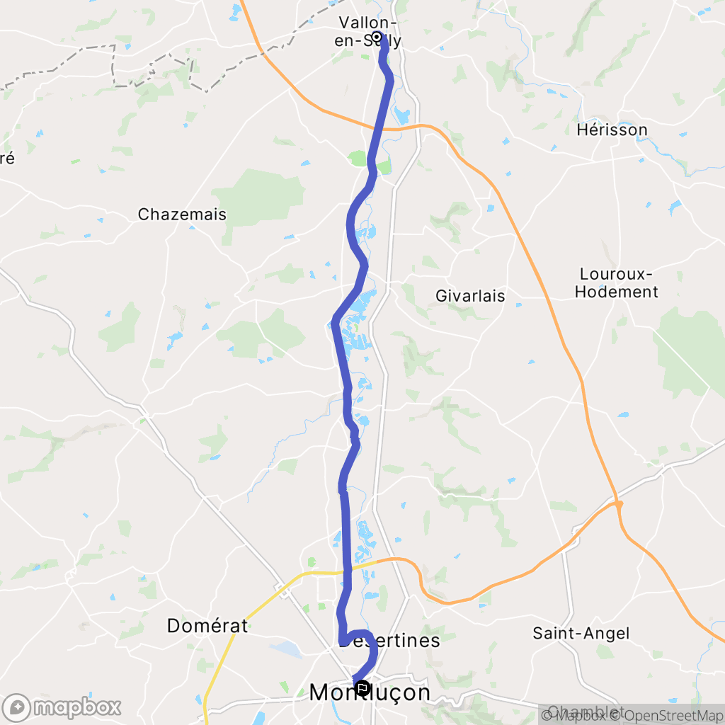 Vallon-en-Sully : carte du parcours de randonnée - France