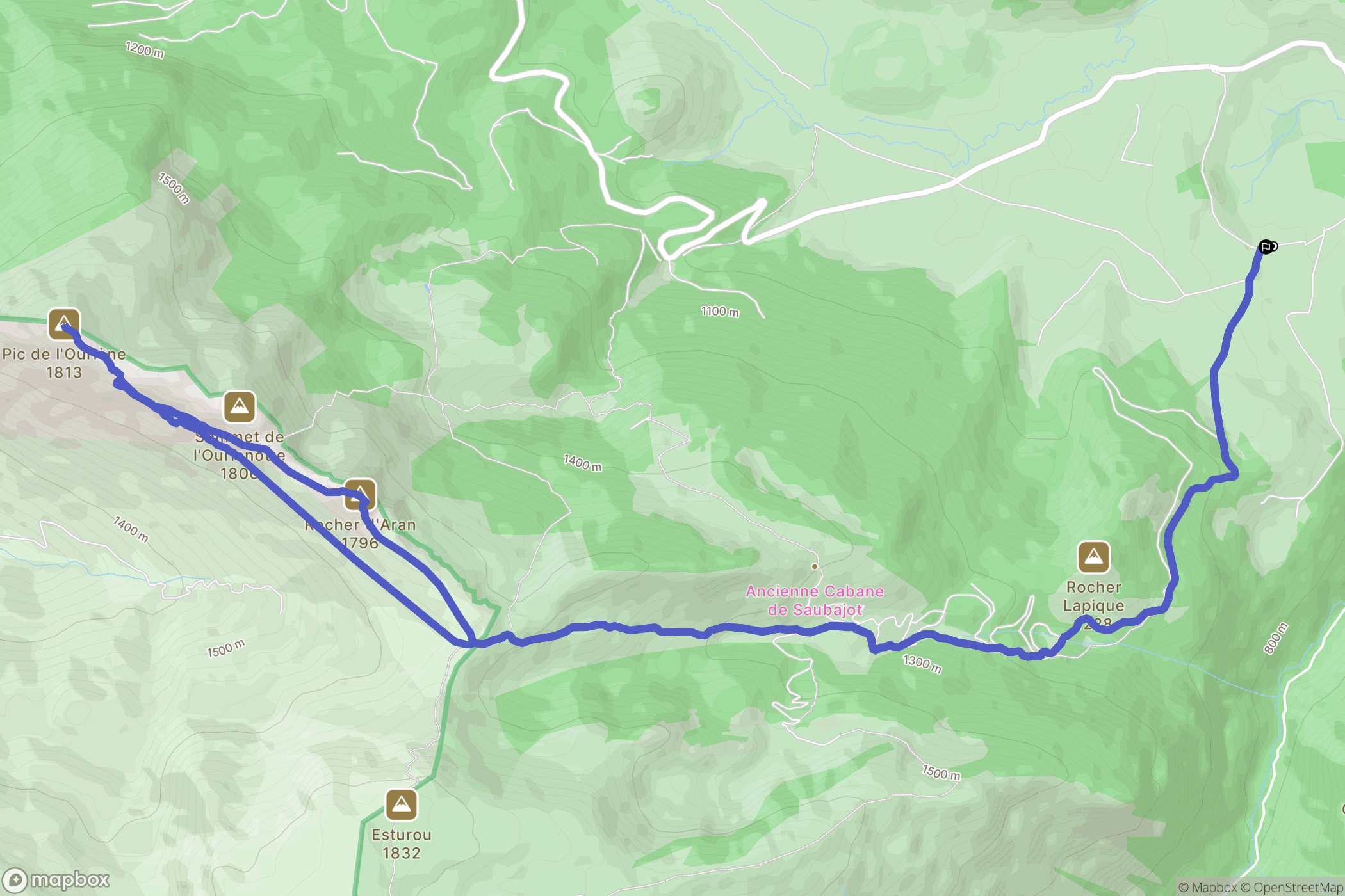 Bilhères : carte du parcours de randonnée - France