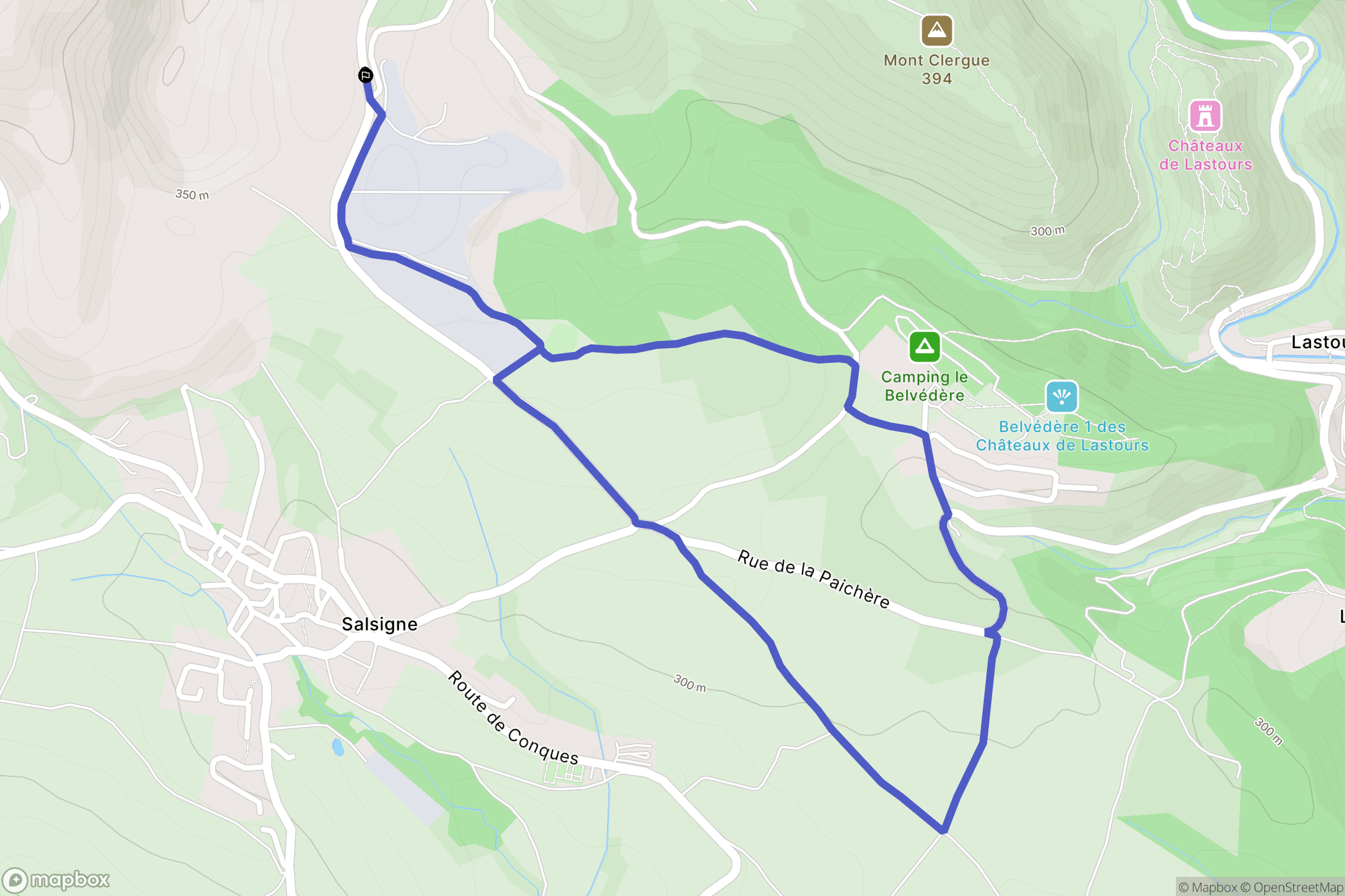 Villanière : carte du parcours de randonnée - France