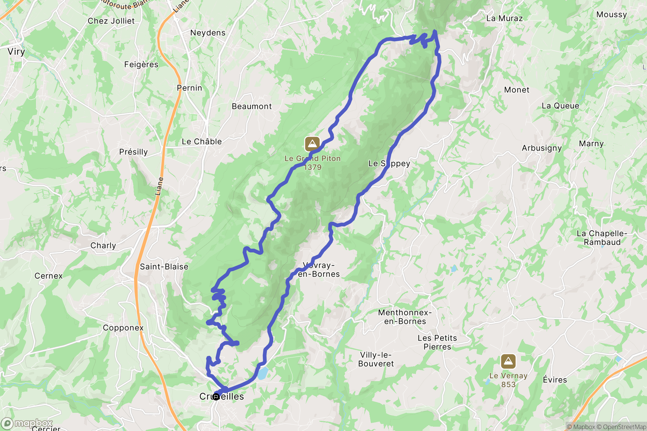 Cruseilles : carte du parcours de randonnée - France