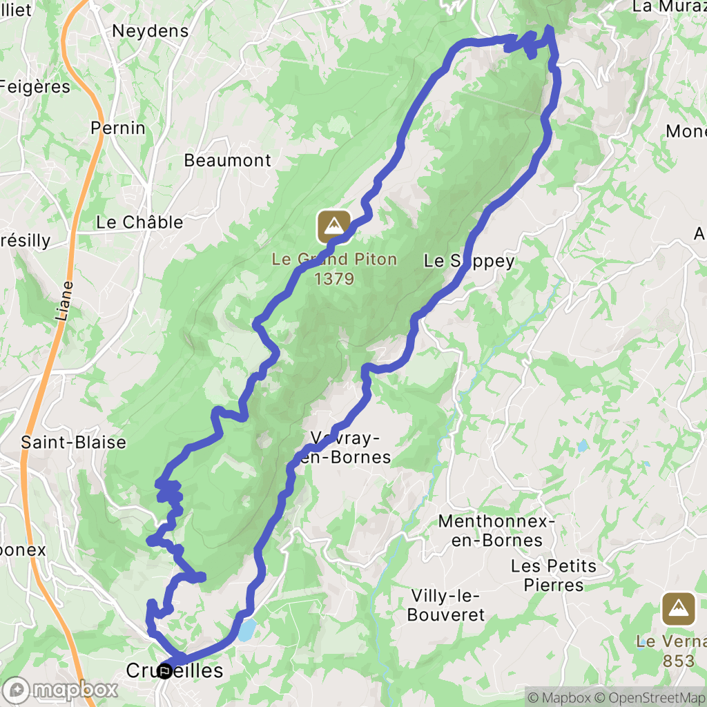Cruseilles : carte du parcours de randonnée - France