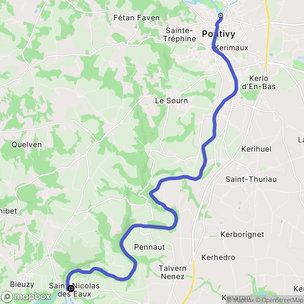 Pontivy : carte du parcours de randonnée - France
