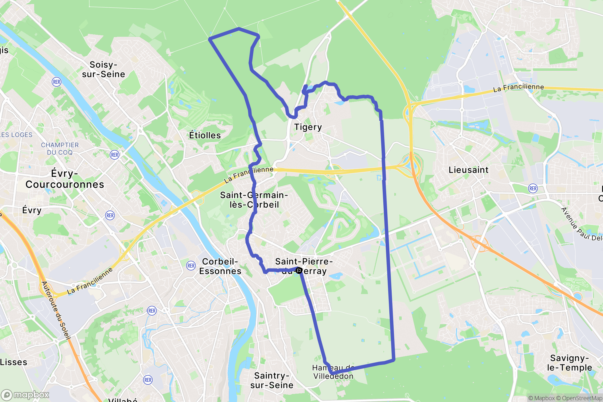 Saint-Pierre-du-Perray : carte du parcours de randonnée - France
