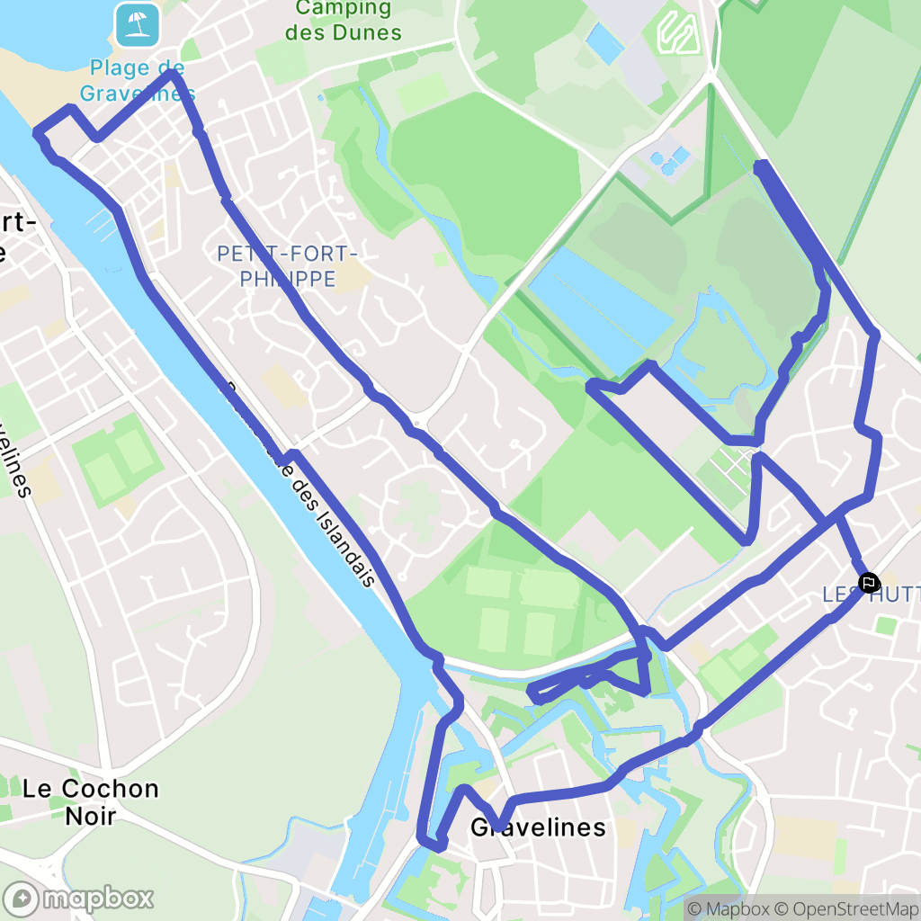 Gravelines : carte du parcours de randonnée - France