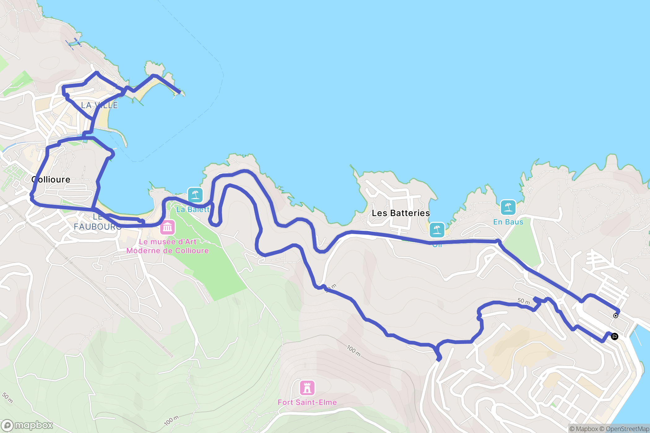 Port-Vendres : carte du parcours de randonnée - France