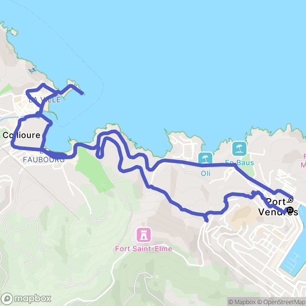 Port-Vendres : carte du parcours de randonnée - France