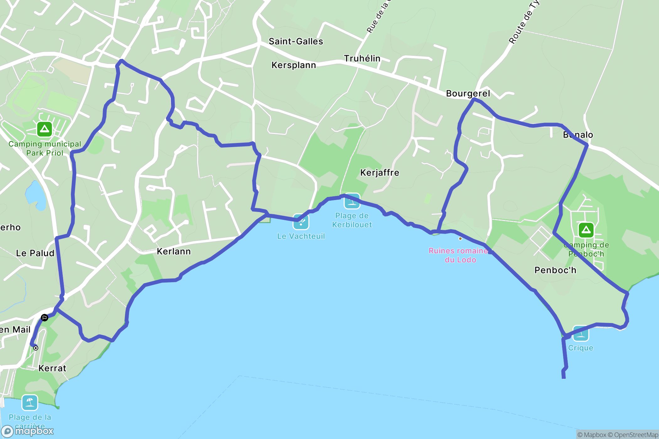 Arradon : carte du parcours de randonnée - France