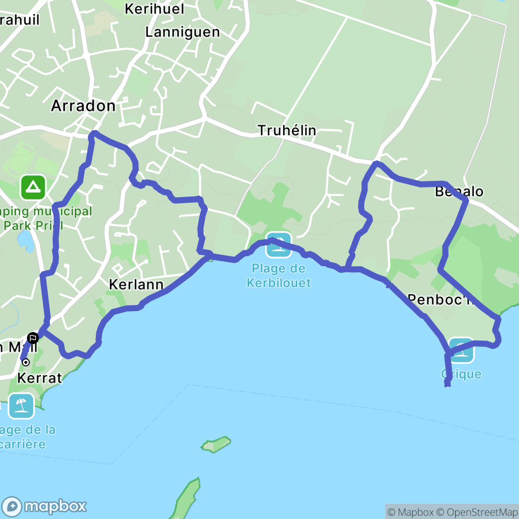 Arradon : carte du parcours de randonnée - France