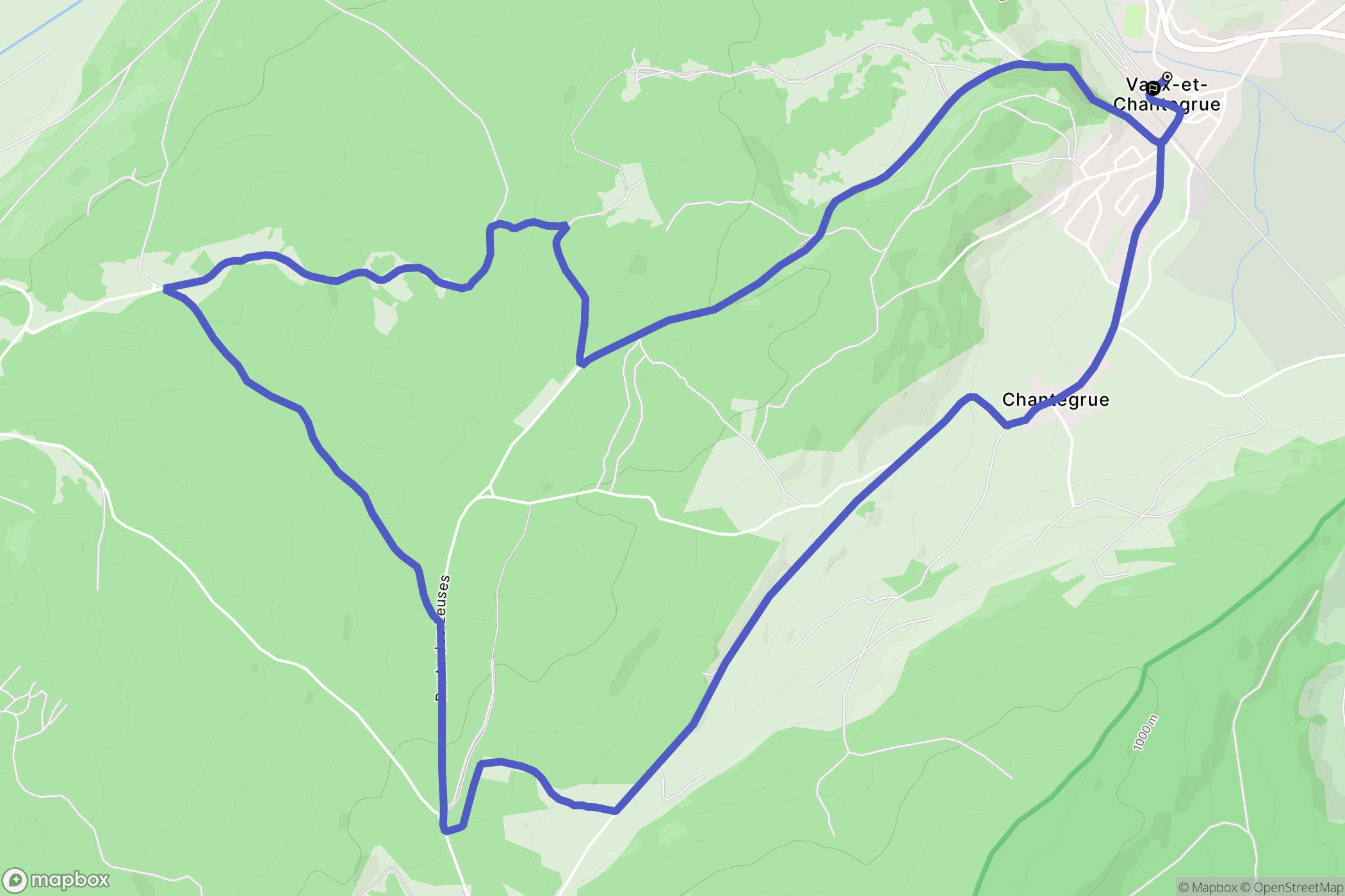 Vaux-et-Chantegrue : carte du parcours de randonnée - France