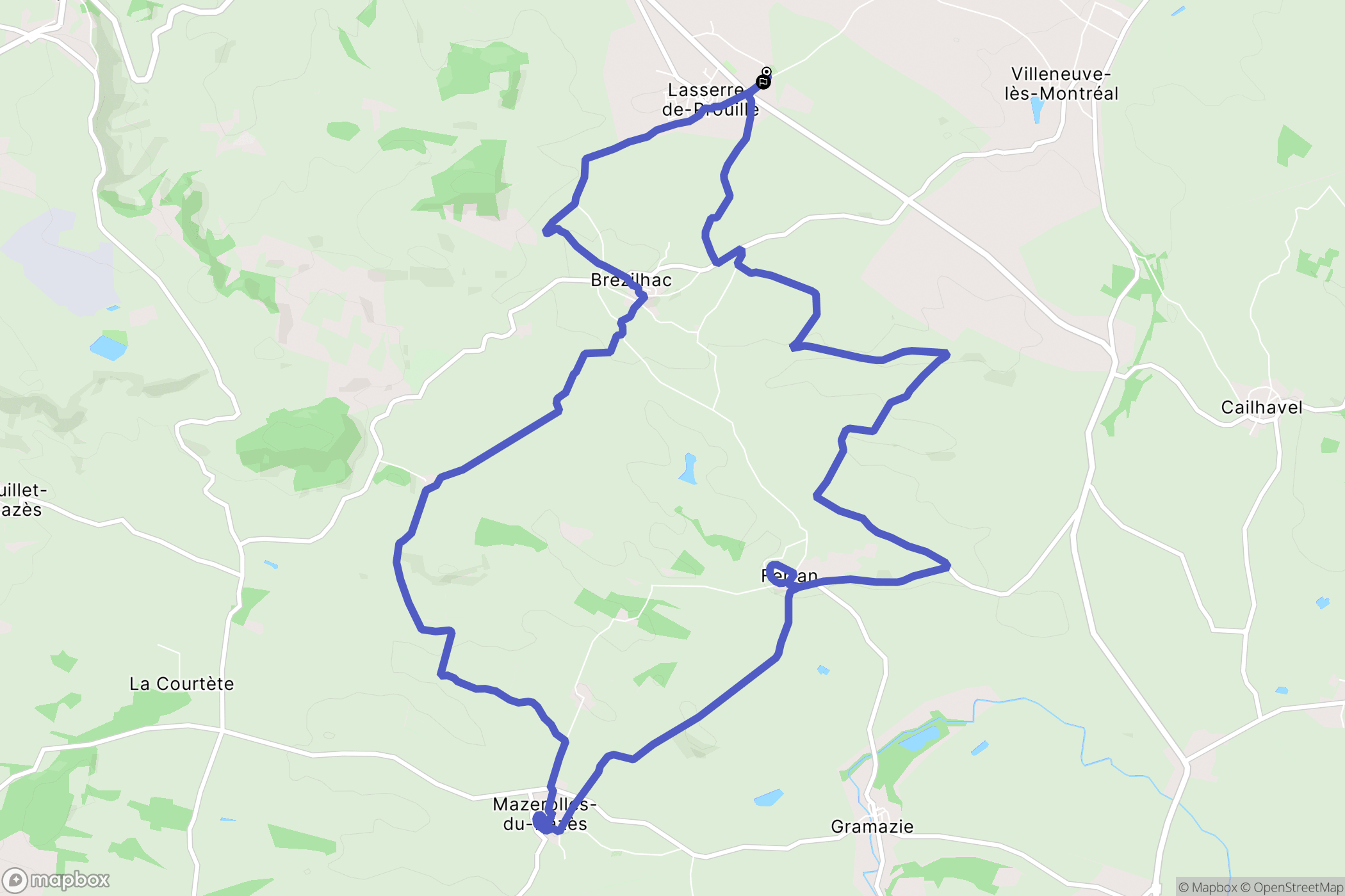 Lasserre-de-Prouille : carte du parcours de randonnée - France