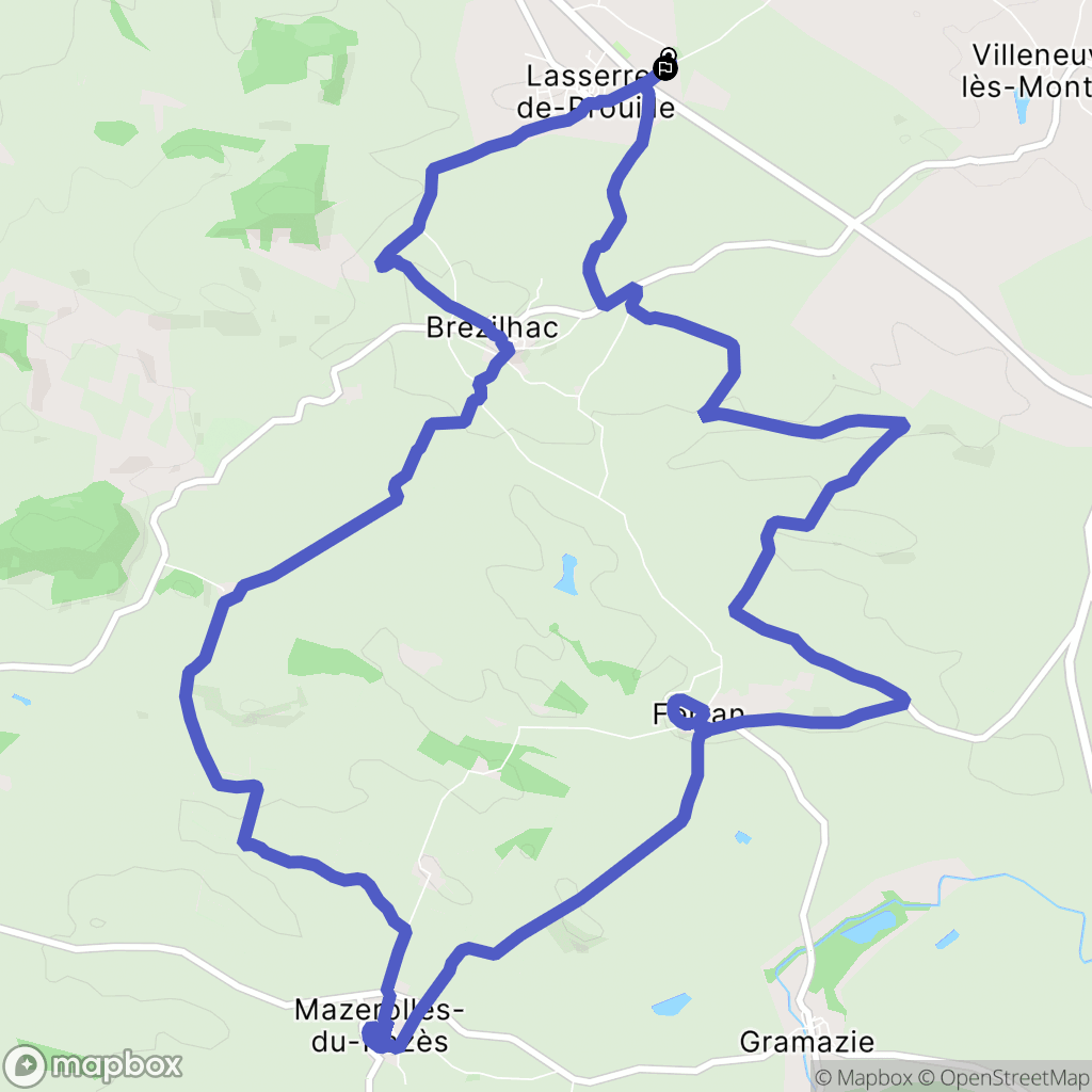 Lasserre-de-Prouille : carte du parcours de randonnée - France