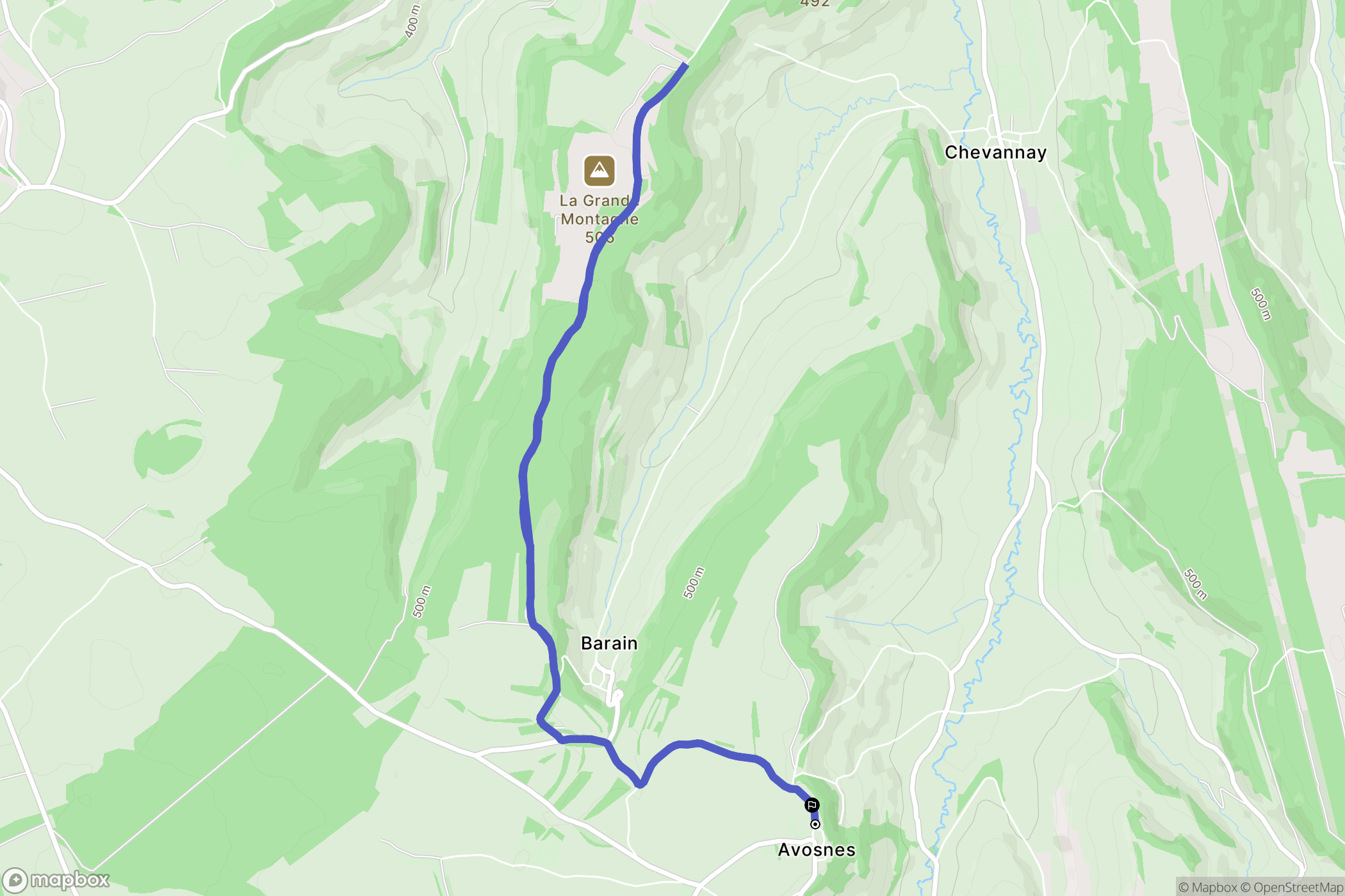Avosnes : carte du parcours de randonnée - France