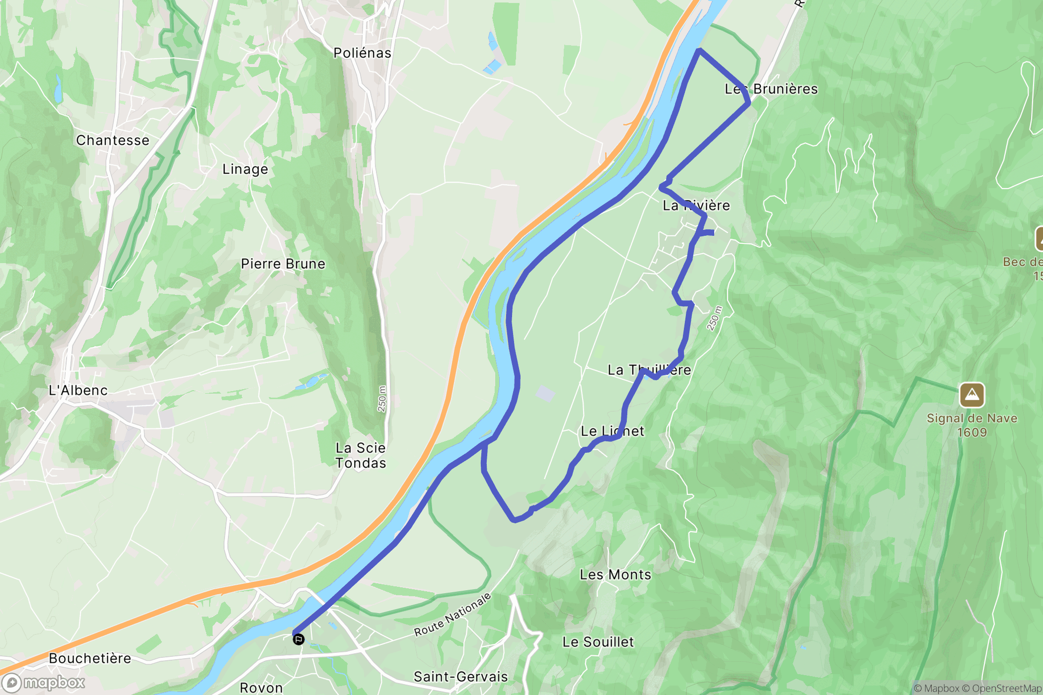 Rovon : carte du parcours de randonnée - France