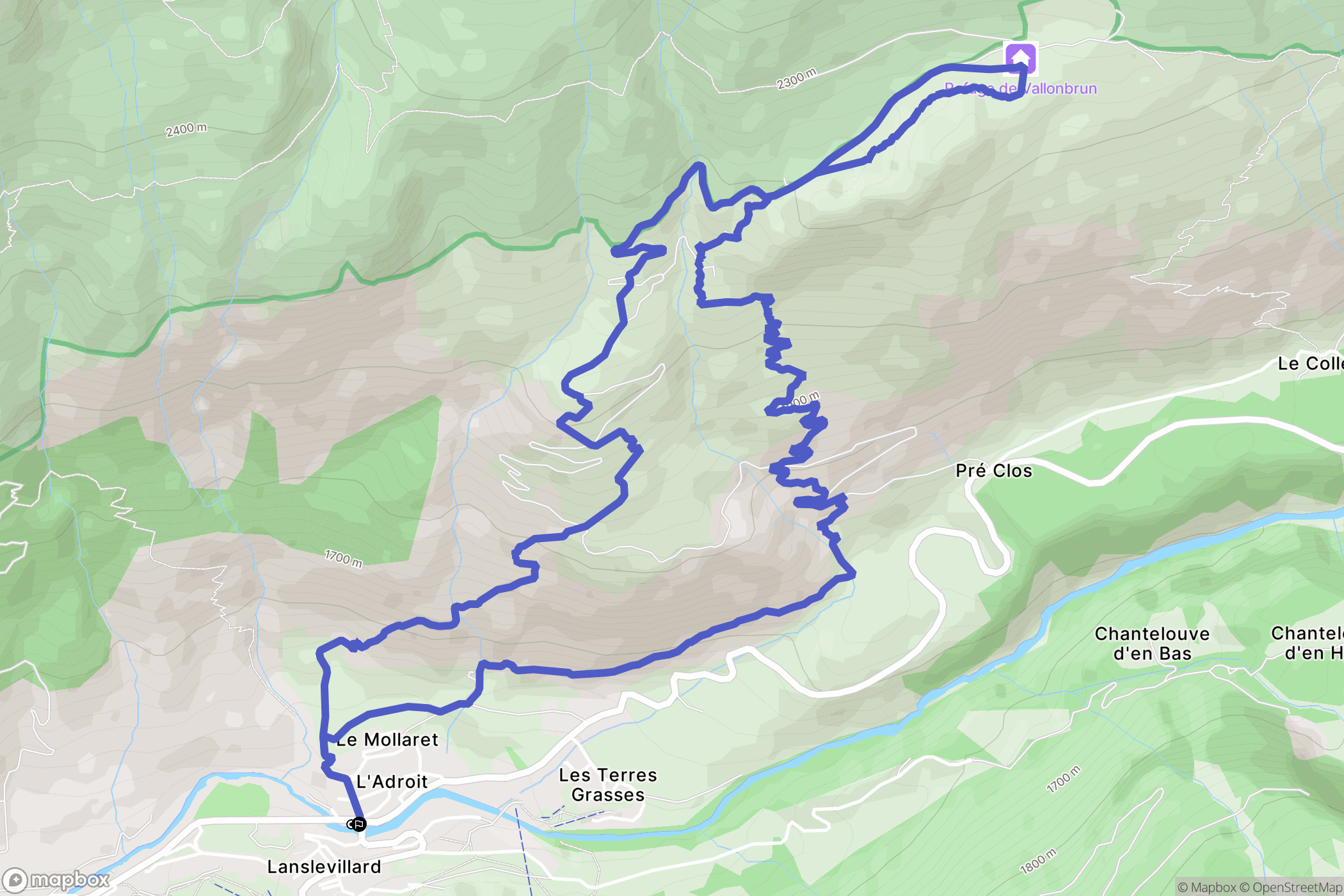 Val-Cenis : carte du parcours de randonnée - France