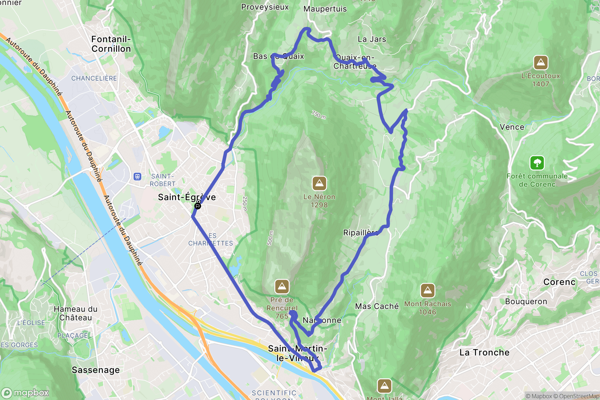 Saint-Egrève : carte du parcours de randonnée - France