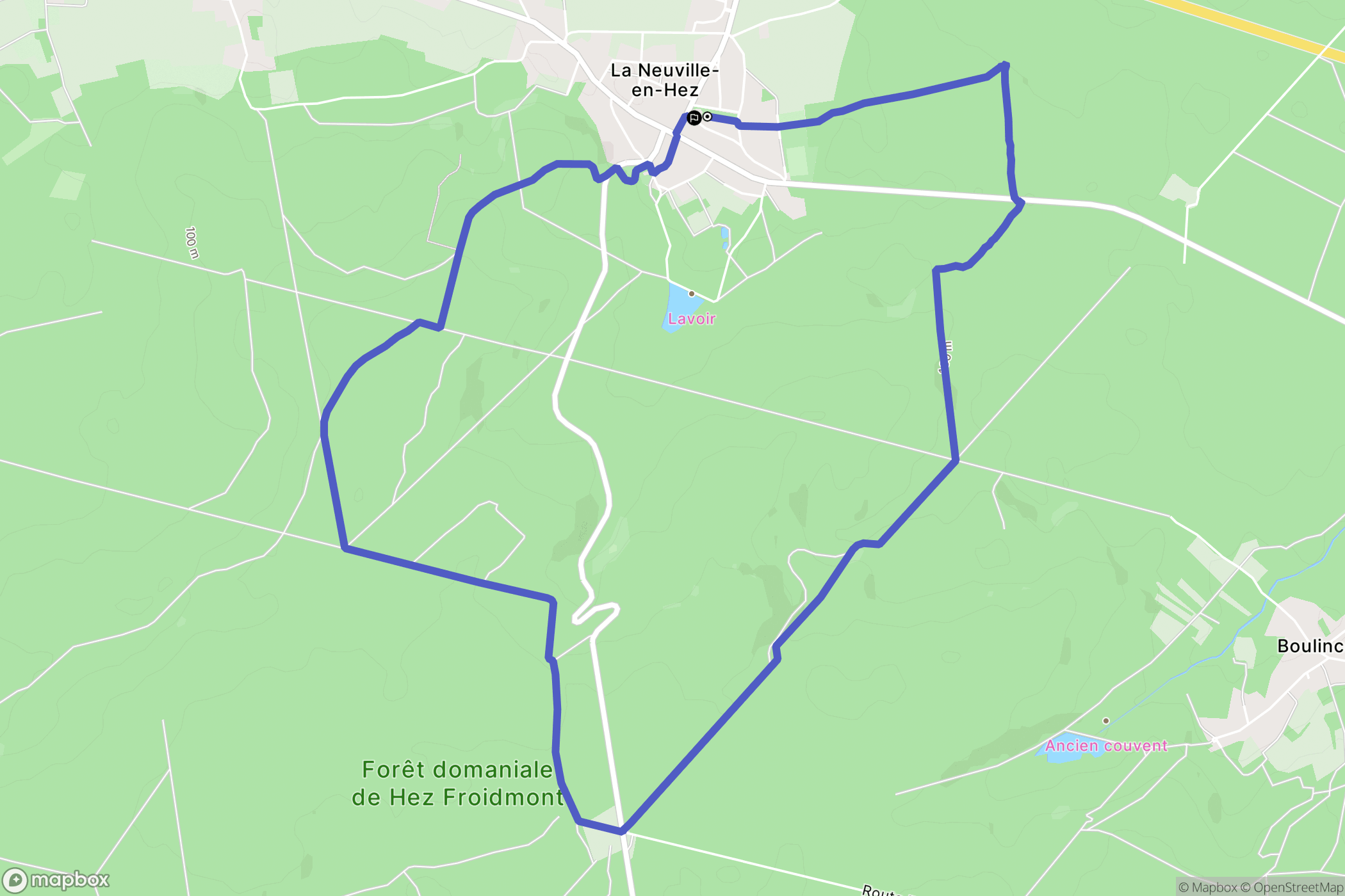 La Neuville-en-Hez : carte du parcours de randonnée - France