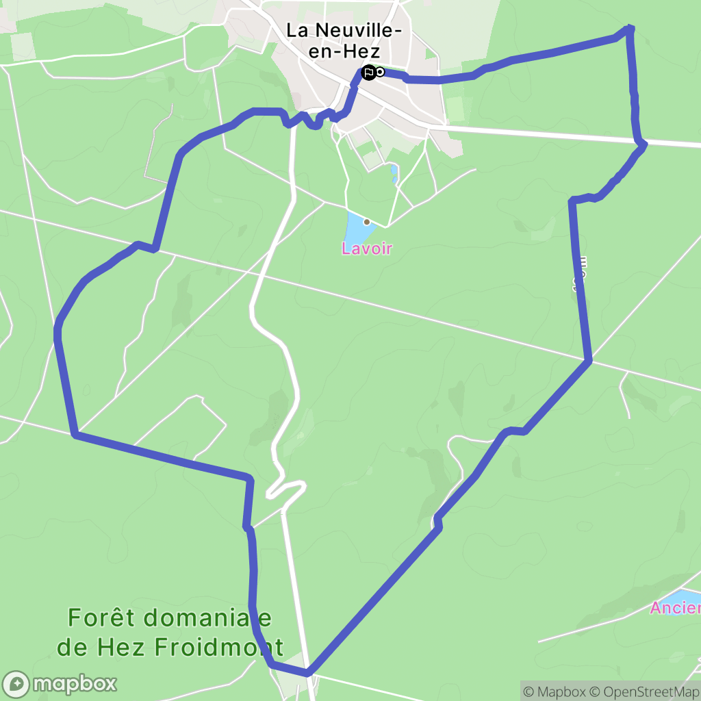 La Neuville-en-Hez : carte du parcours de randonnée - France