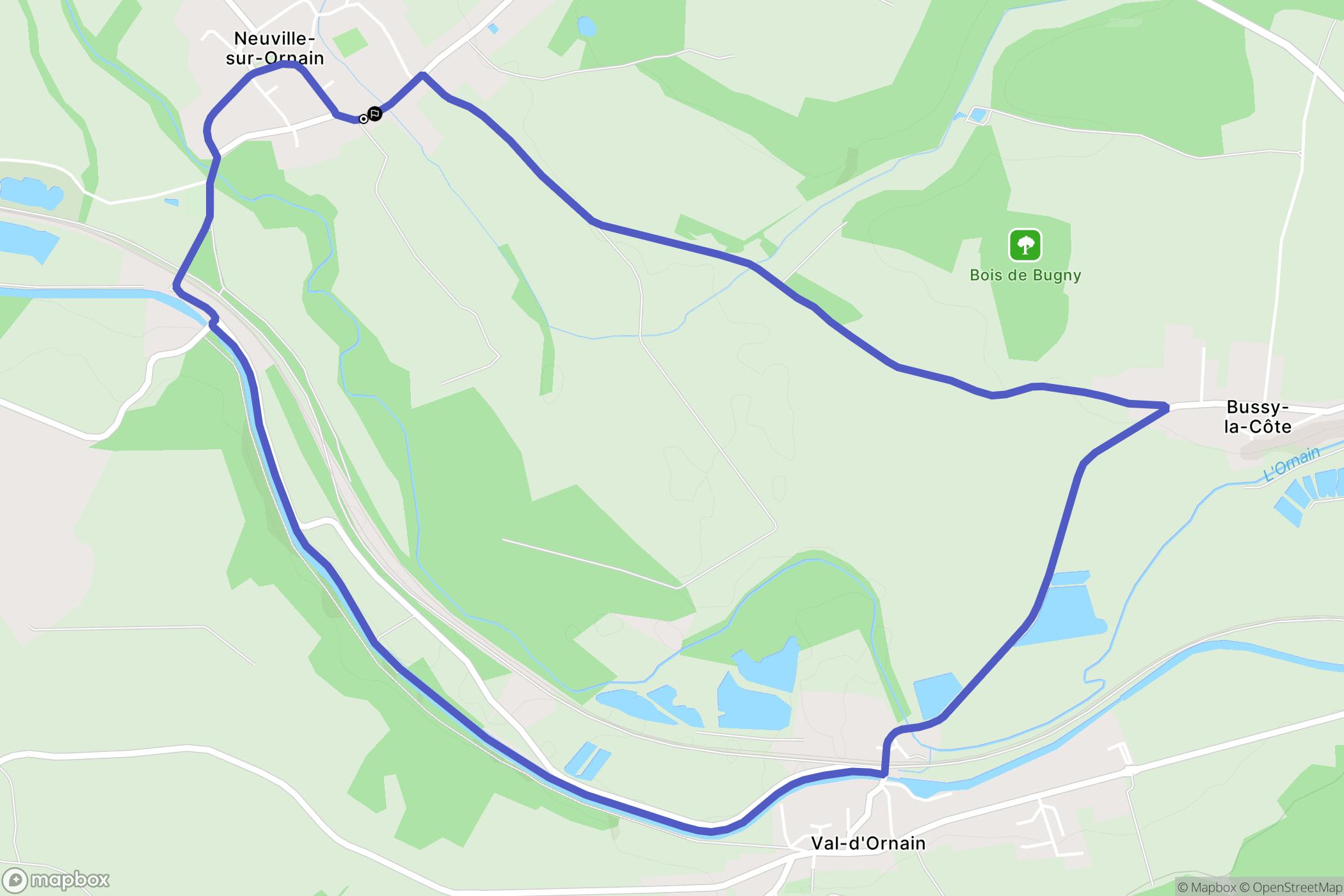 Neuville-sur-Ornain : carte du parcours de randonnée - France
