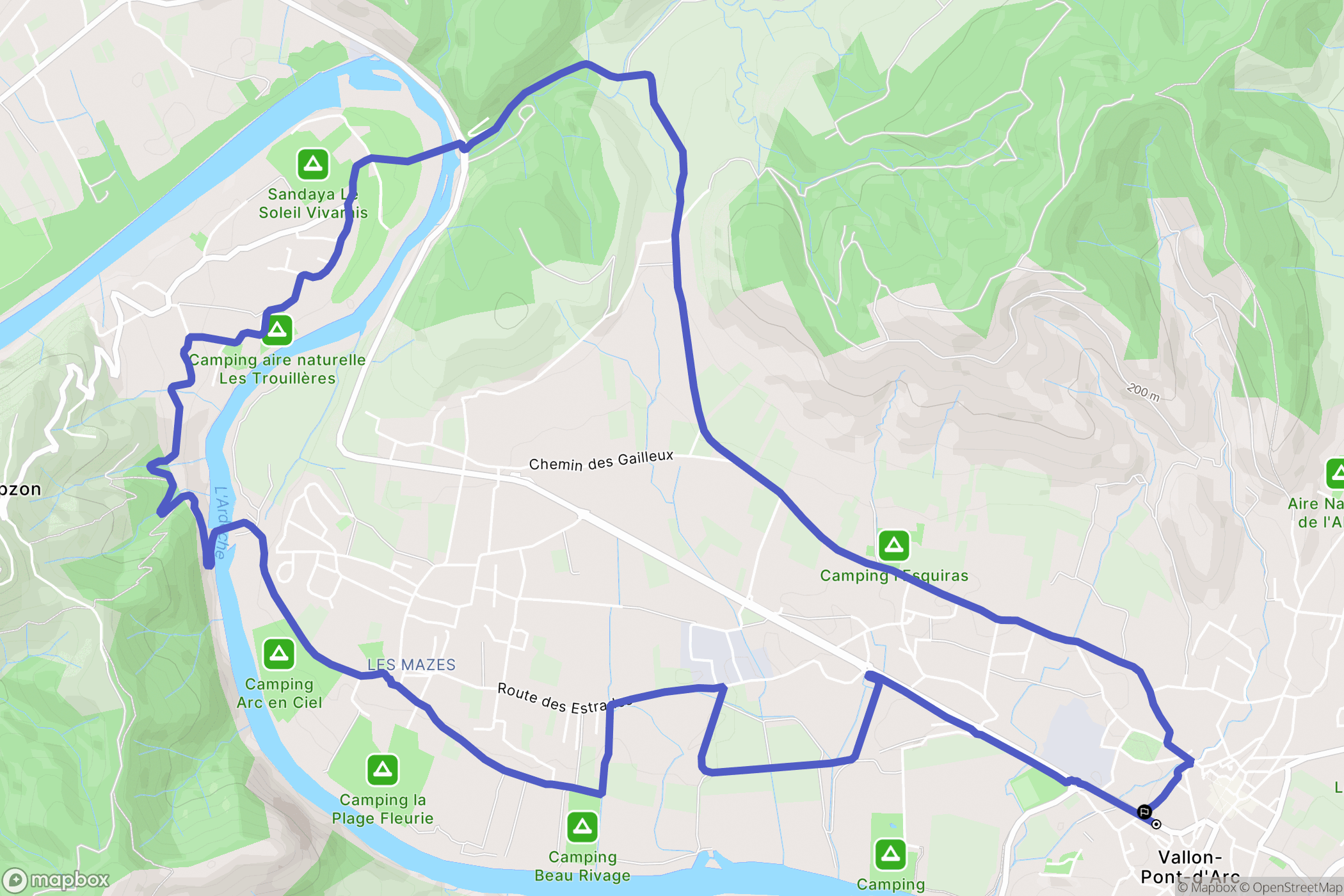 Vallon-Pont-d'Arc : carte du parcours de randonnée - France