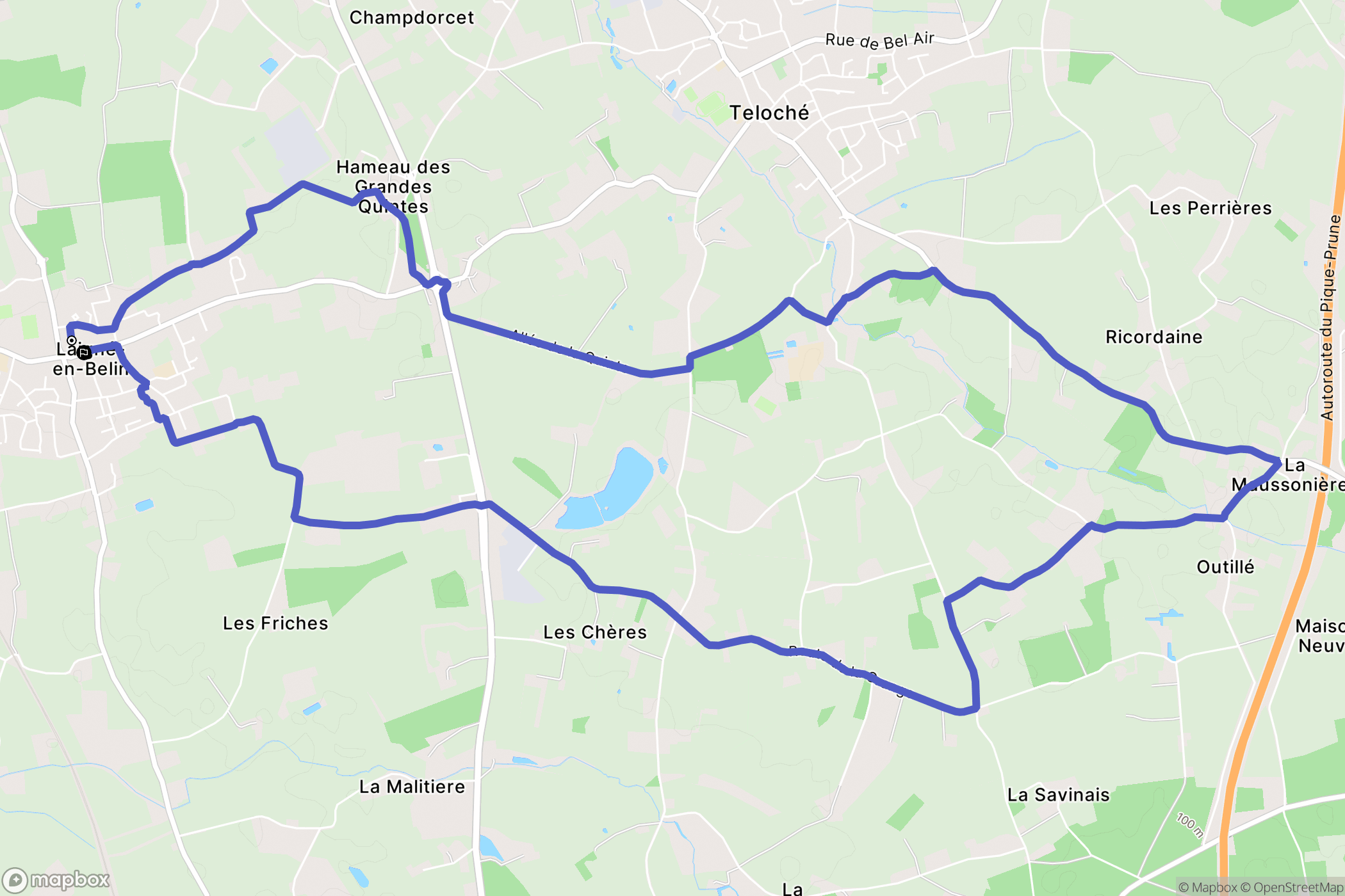 Laigné-en-Belin : carte du parcours de randonnée - France
