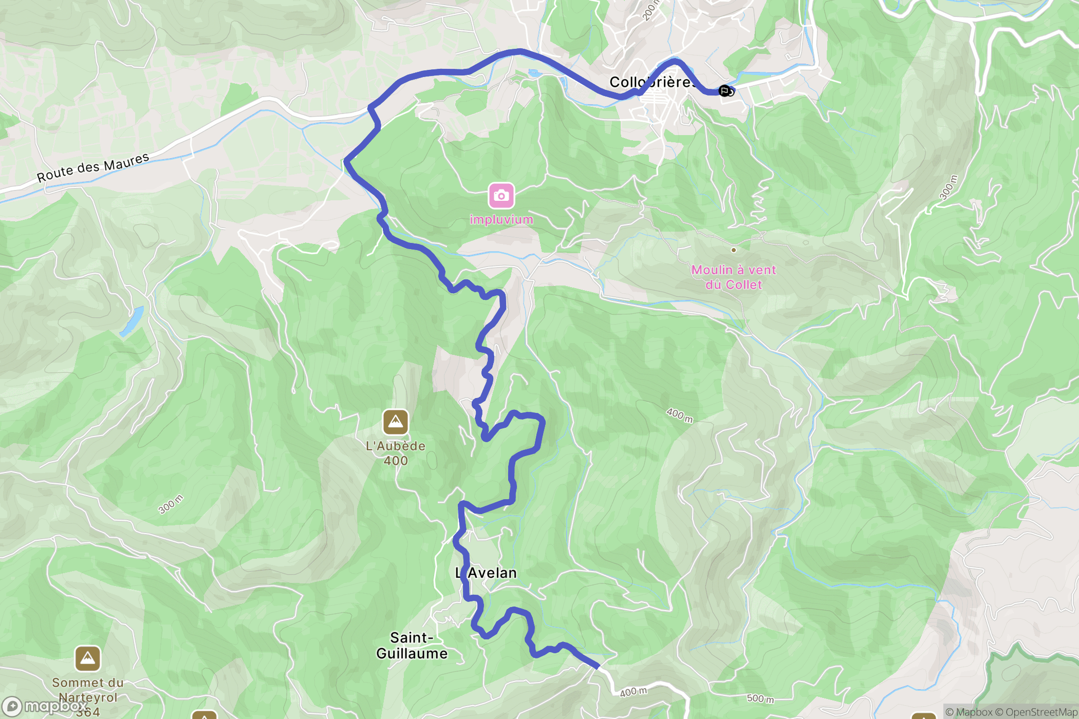 Collobrières : carte du parcours de randonnée - France