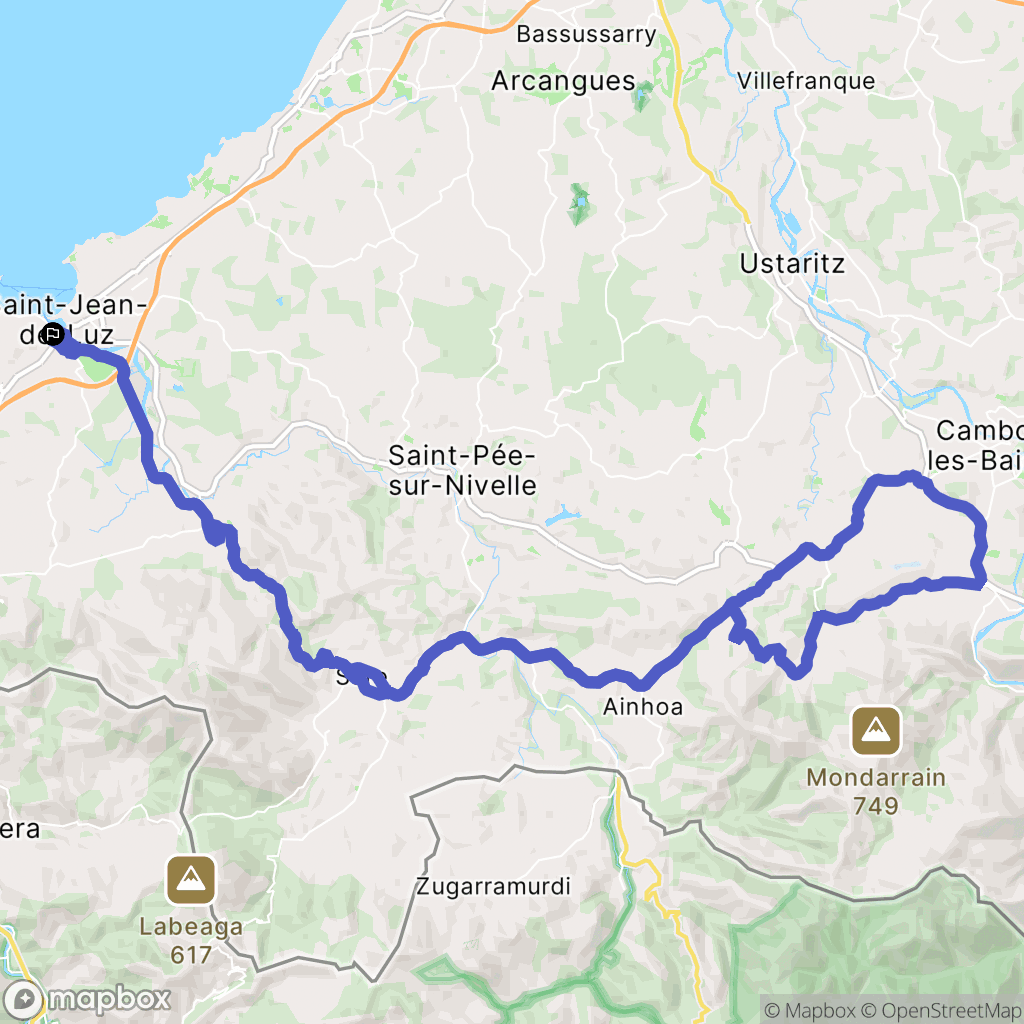 Ciboure : carte du parcours de randonnée - France