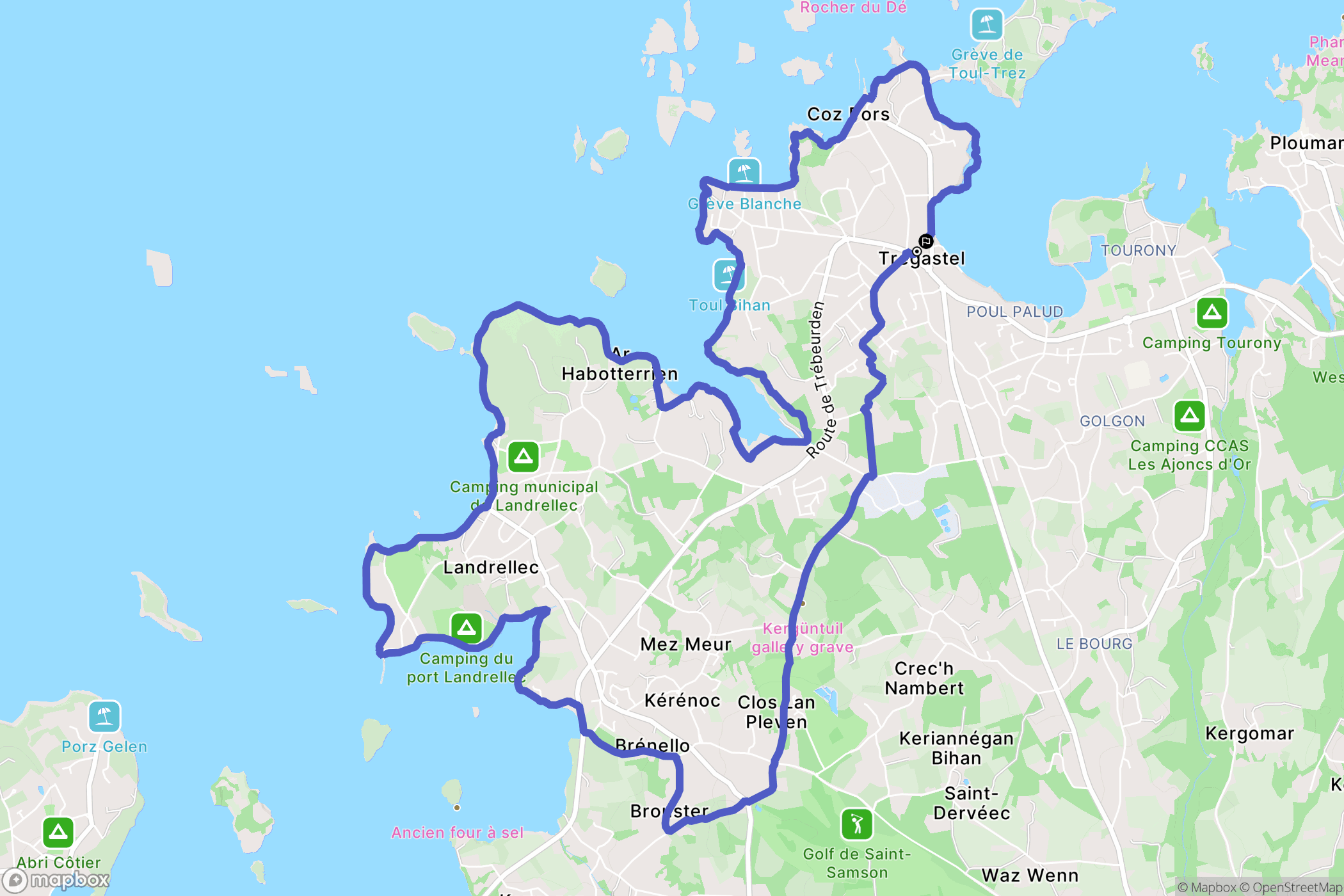Trégastel : carte du parcours de randonnée - France