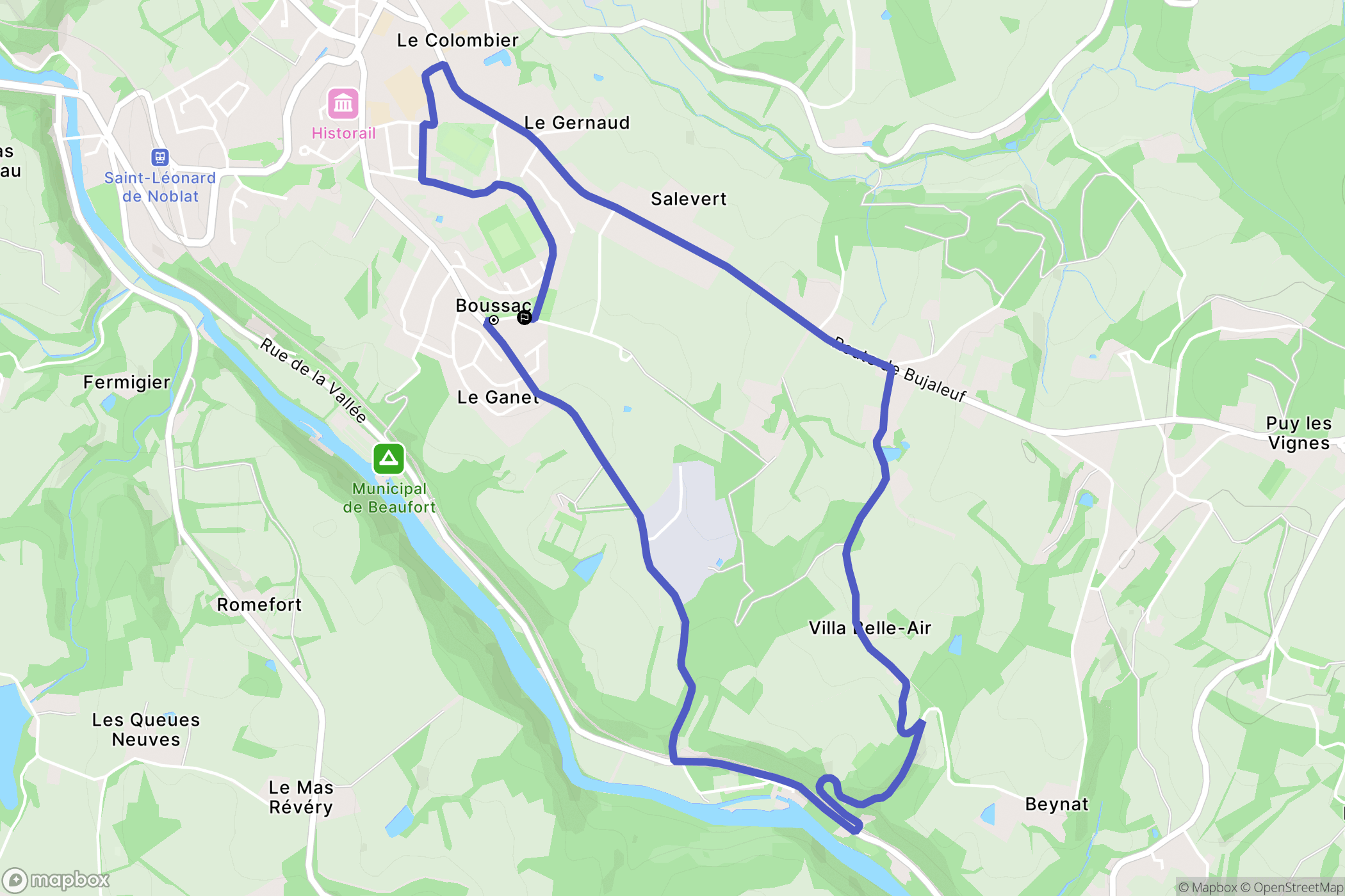 Saint-Léonard-de-Noblat : carte du parcours de randonnée - France