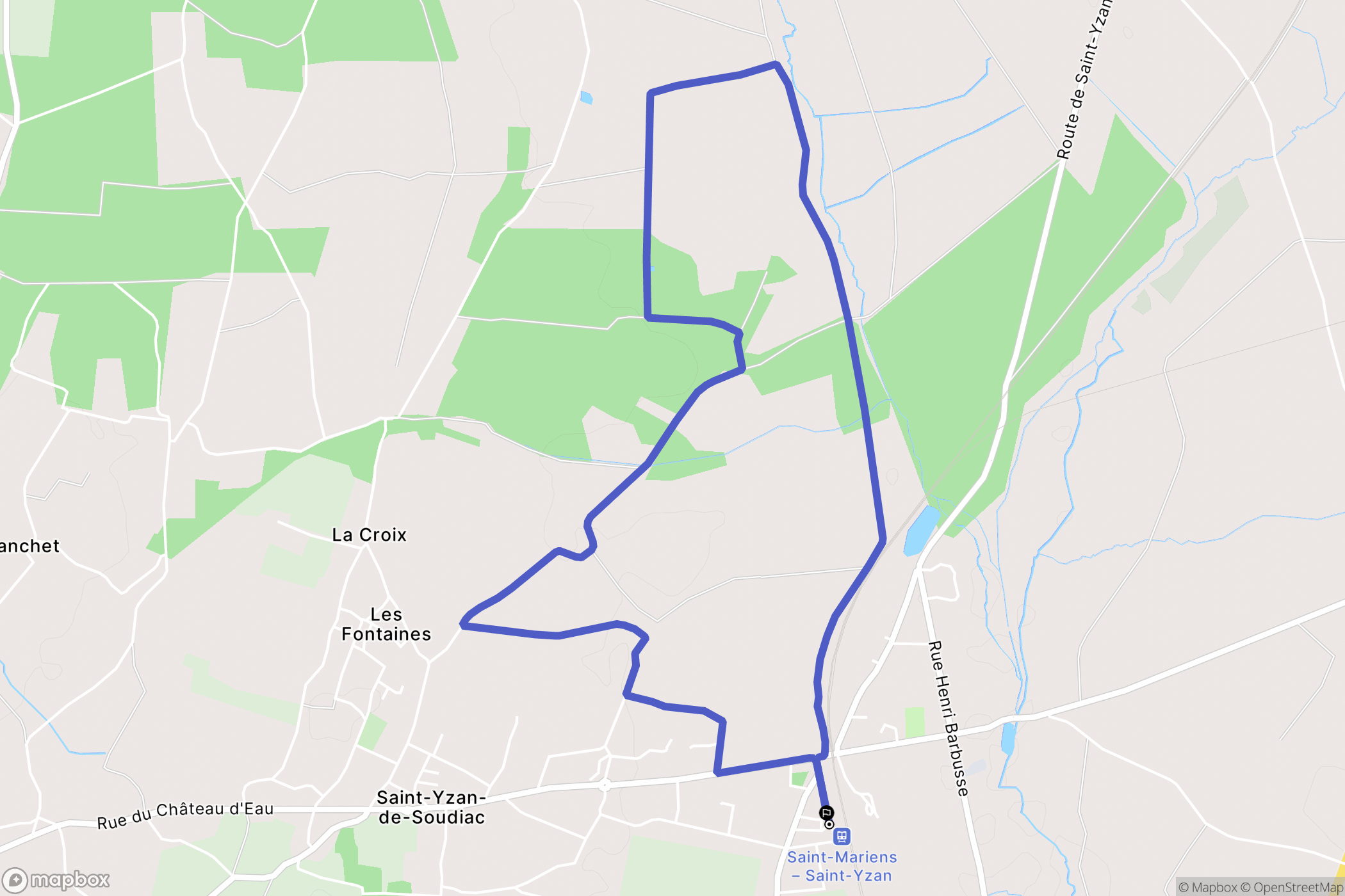 Saint-Yzan-de-Soudiac : carte du parcours de randonnée - France