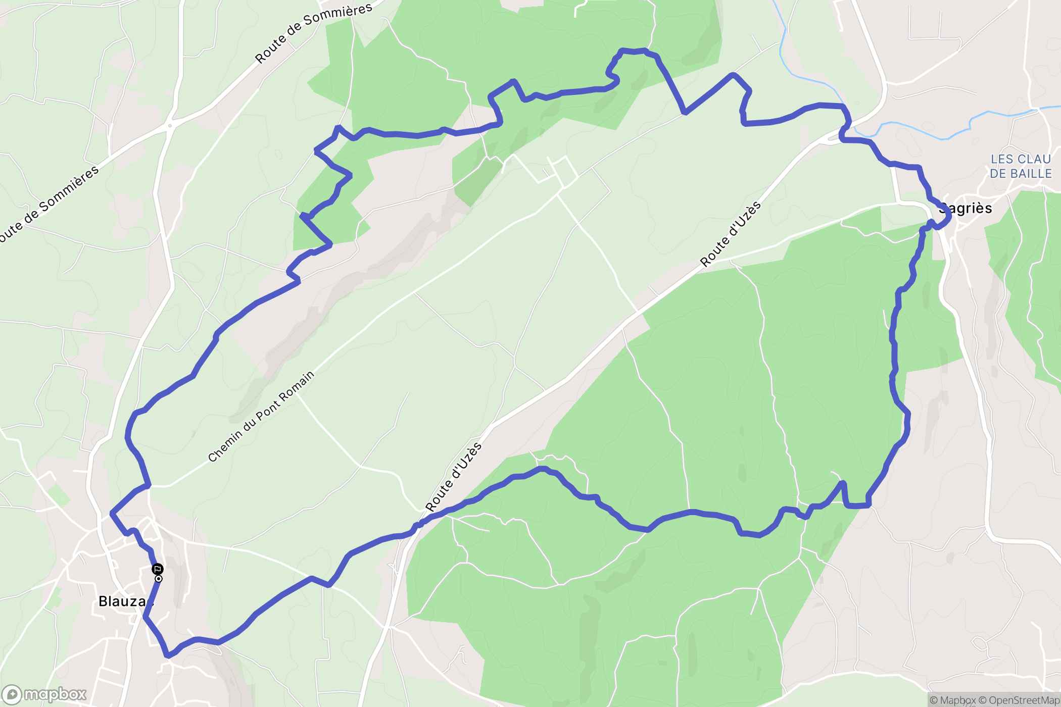 Blauzac : carte du parcours de randonnée - France