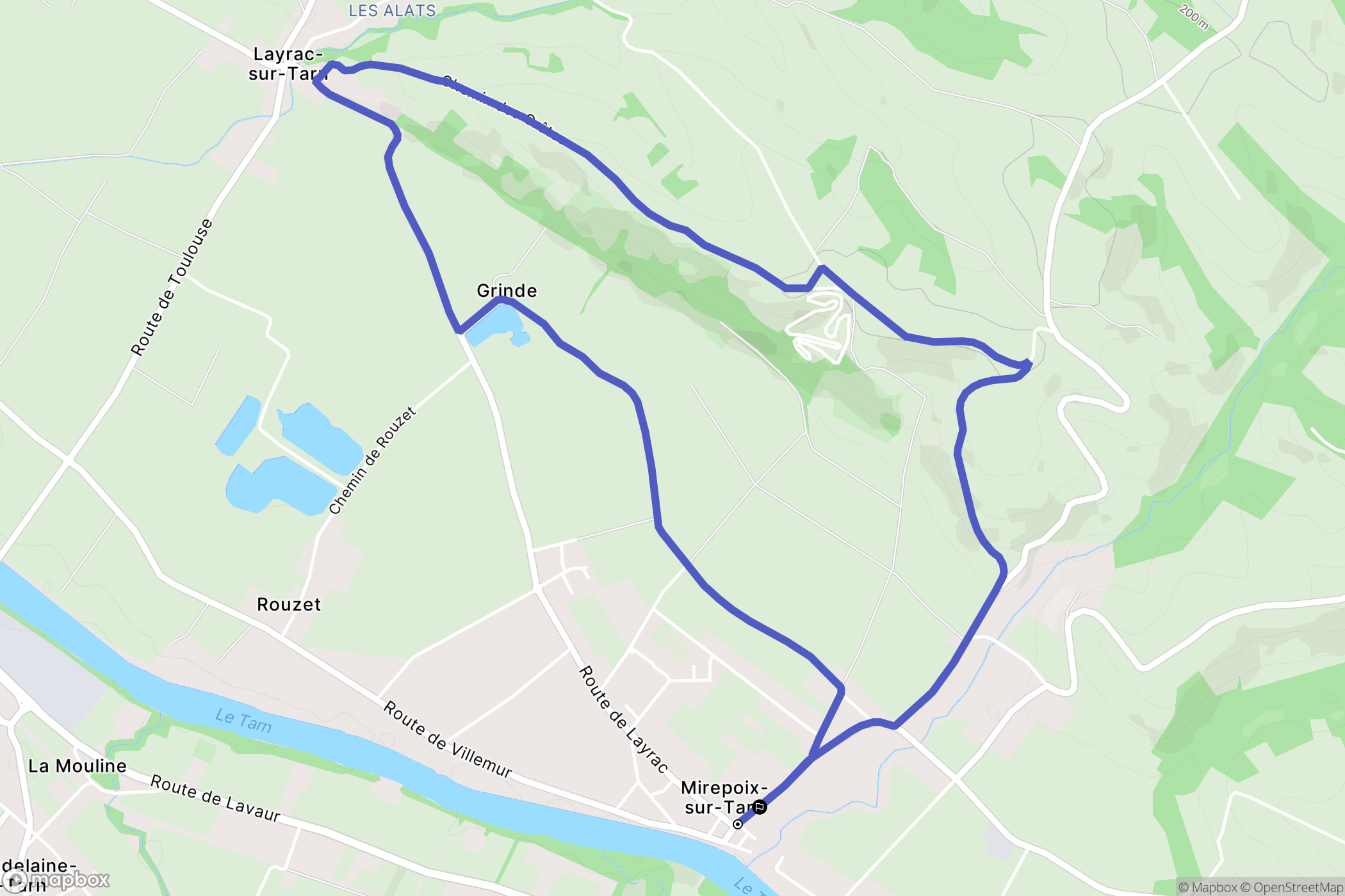 Mirepoix-sur-Tarn : carte du parcours de randonnée - France