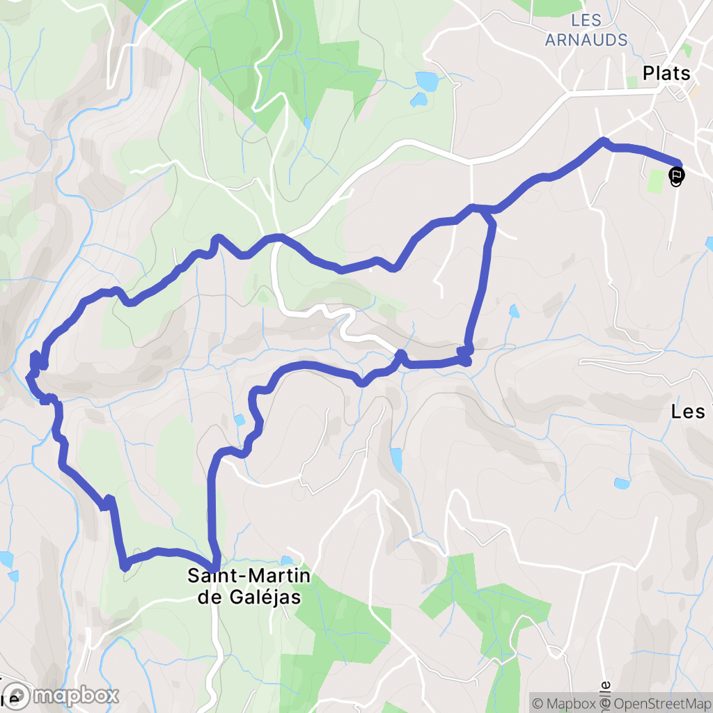 Plats : carte du parcours de randonnée - France