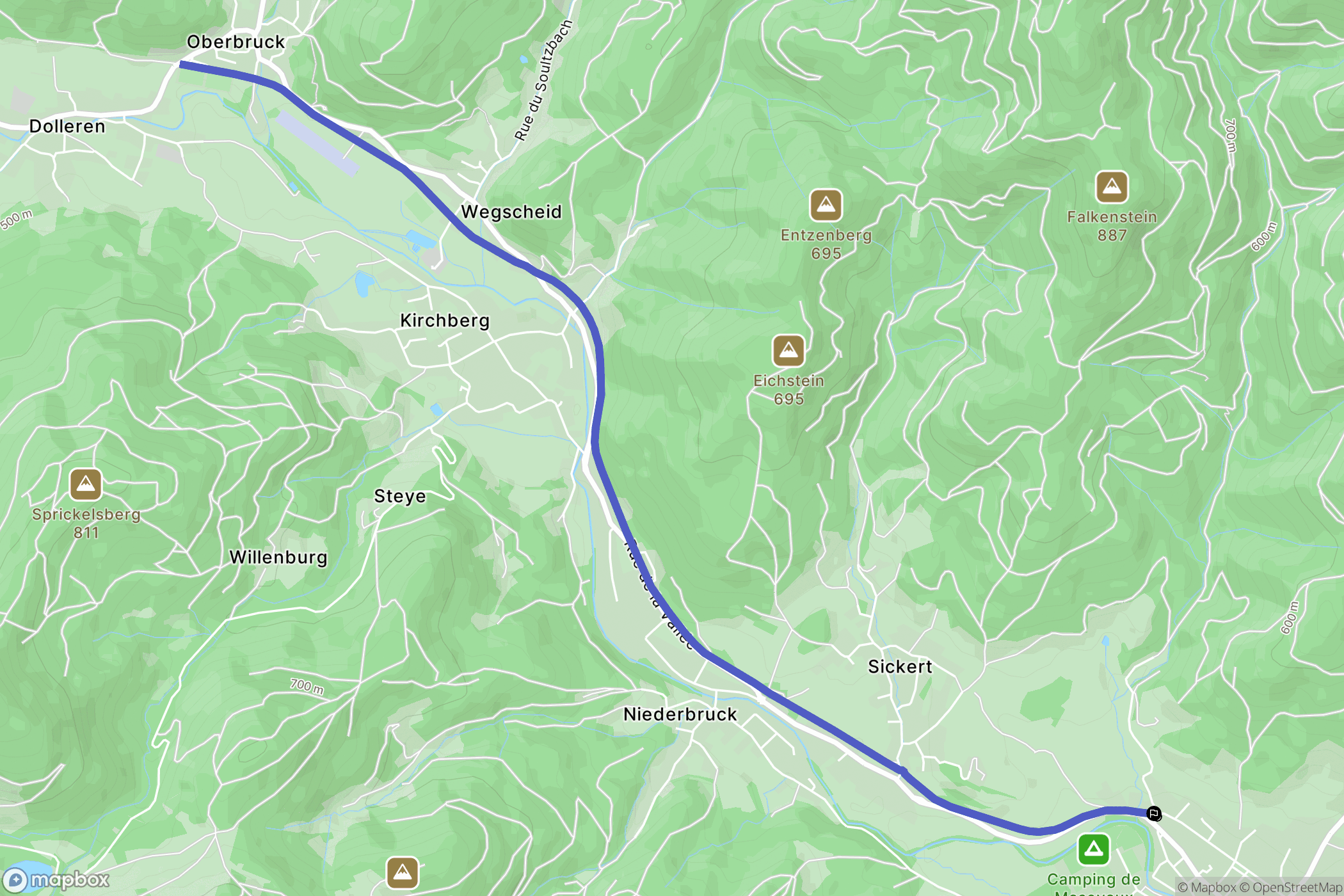 Masevaux-Niederbruck : carte du parcours de randonnée - France