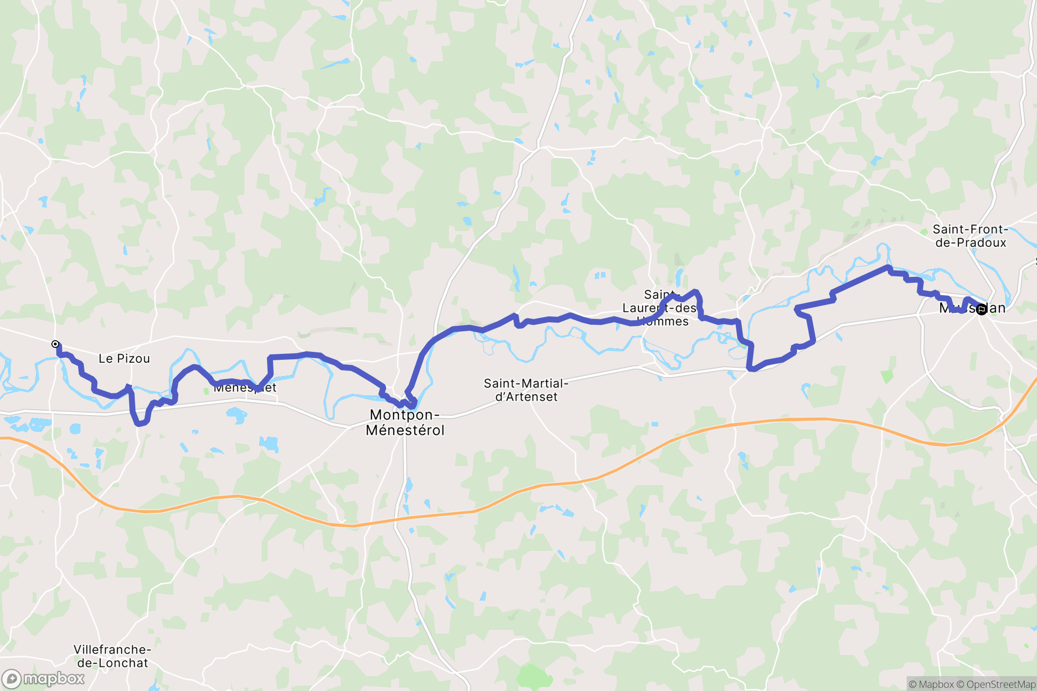 Saint-Antoine-sur-l'Isle : carte du parcours de randonnée - France
