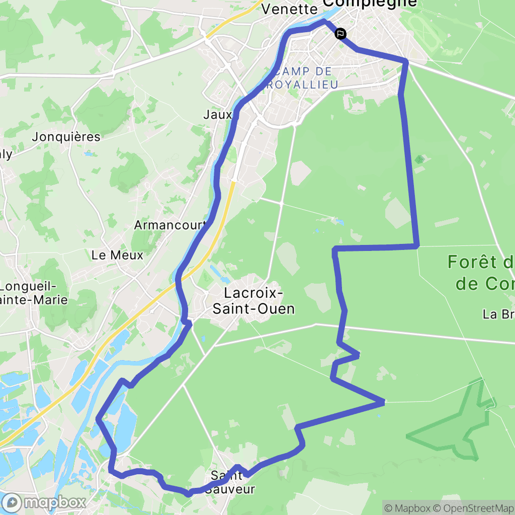 Compiègne : carte du parcours de randonnée - France