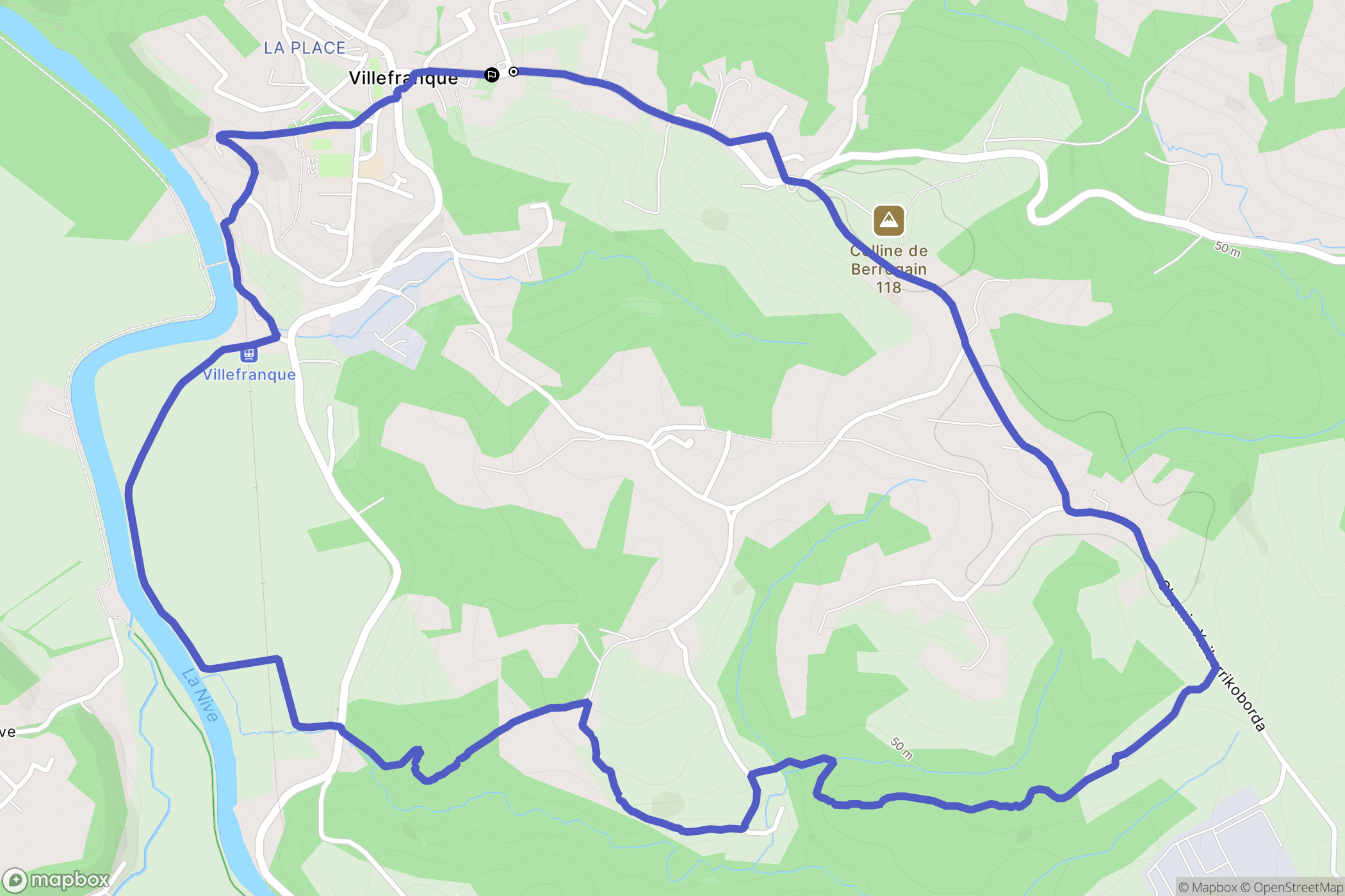 Villefranque : carte du parcours de randonnée - France