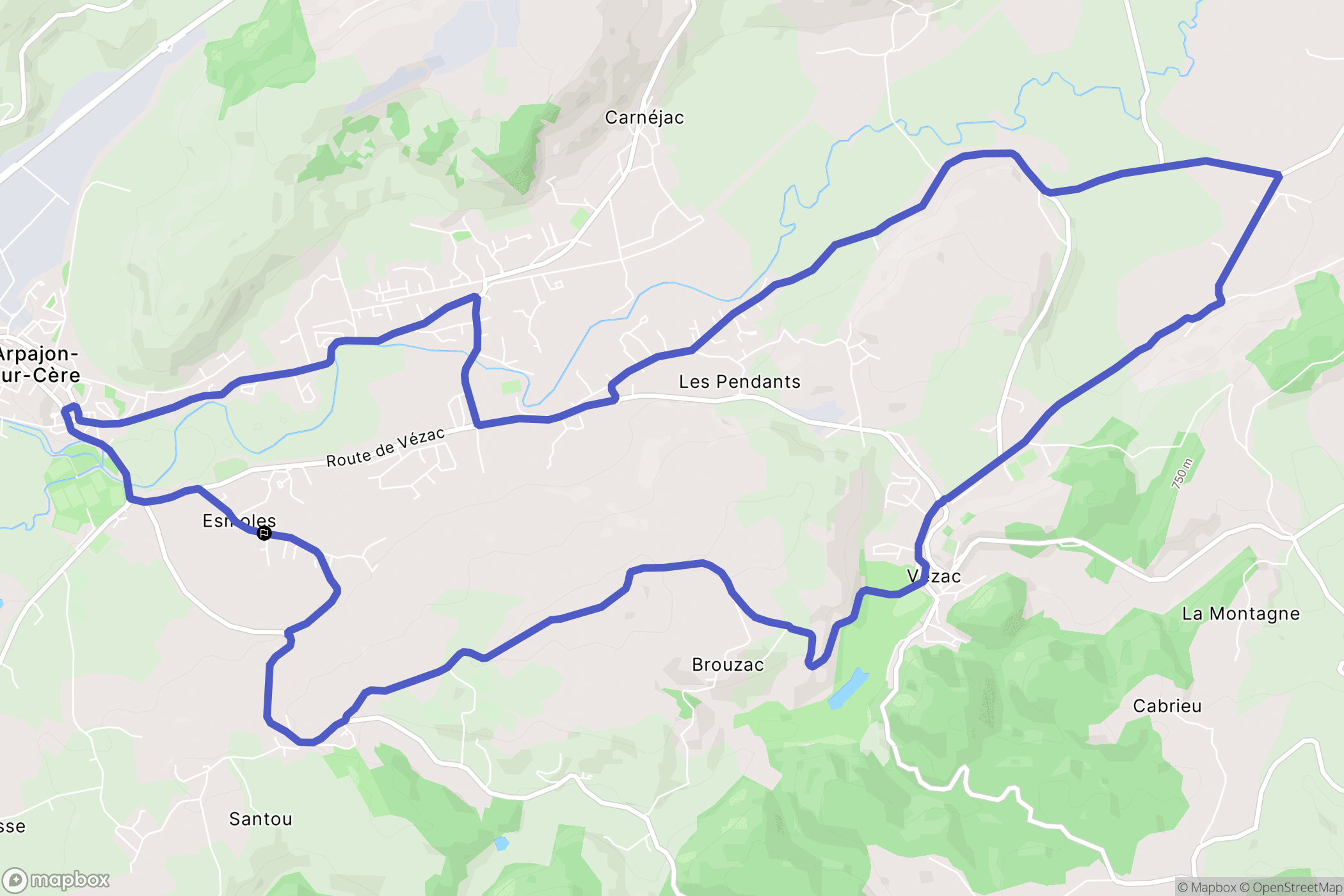 Arpajon-sur-Cère : carte du parcours de randonnée - France