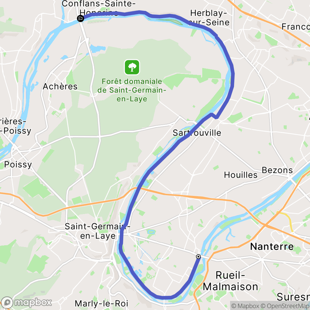 Chatou : carte du parcours de randonnée - France