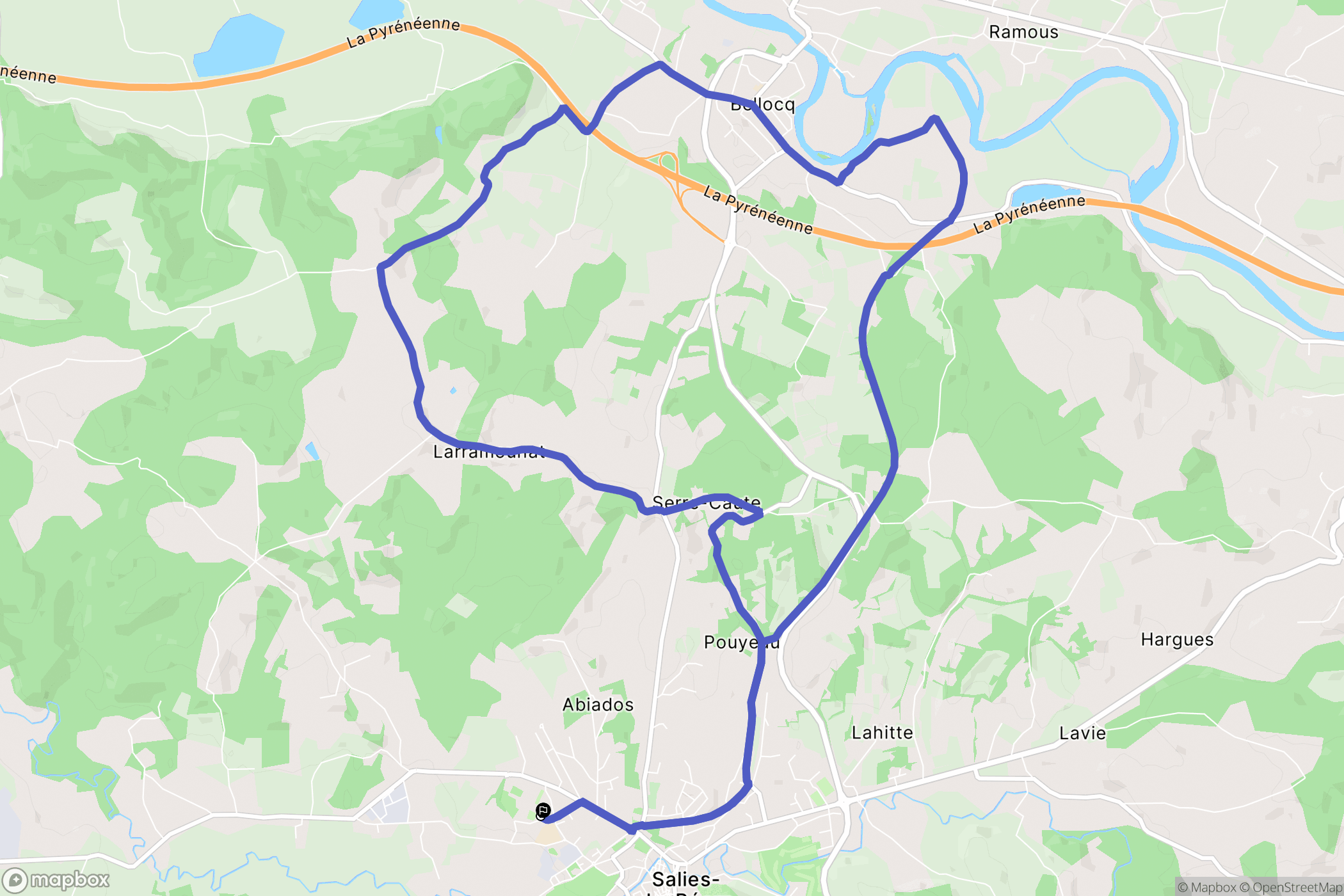 Salies-de-Béarn : carte du parcours de randonnée - France