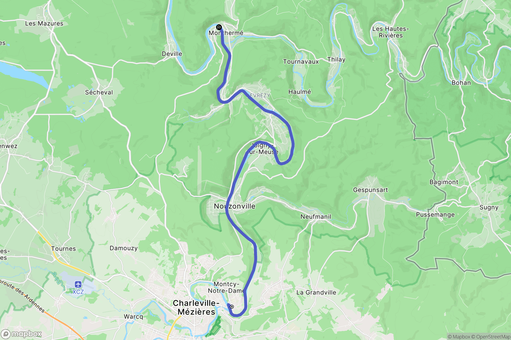 Montcy-Notre-Dame : carte du parcours de randonnée - France