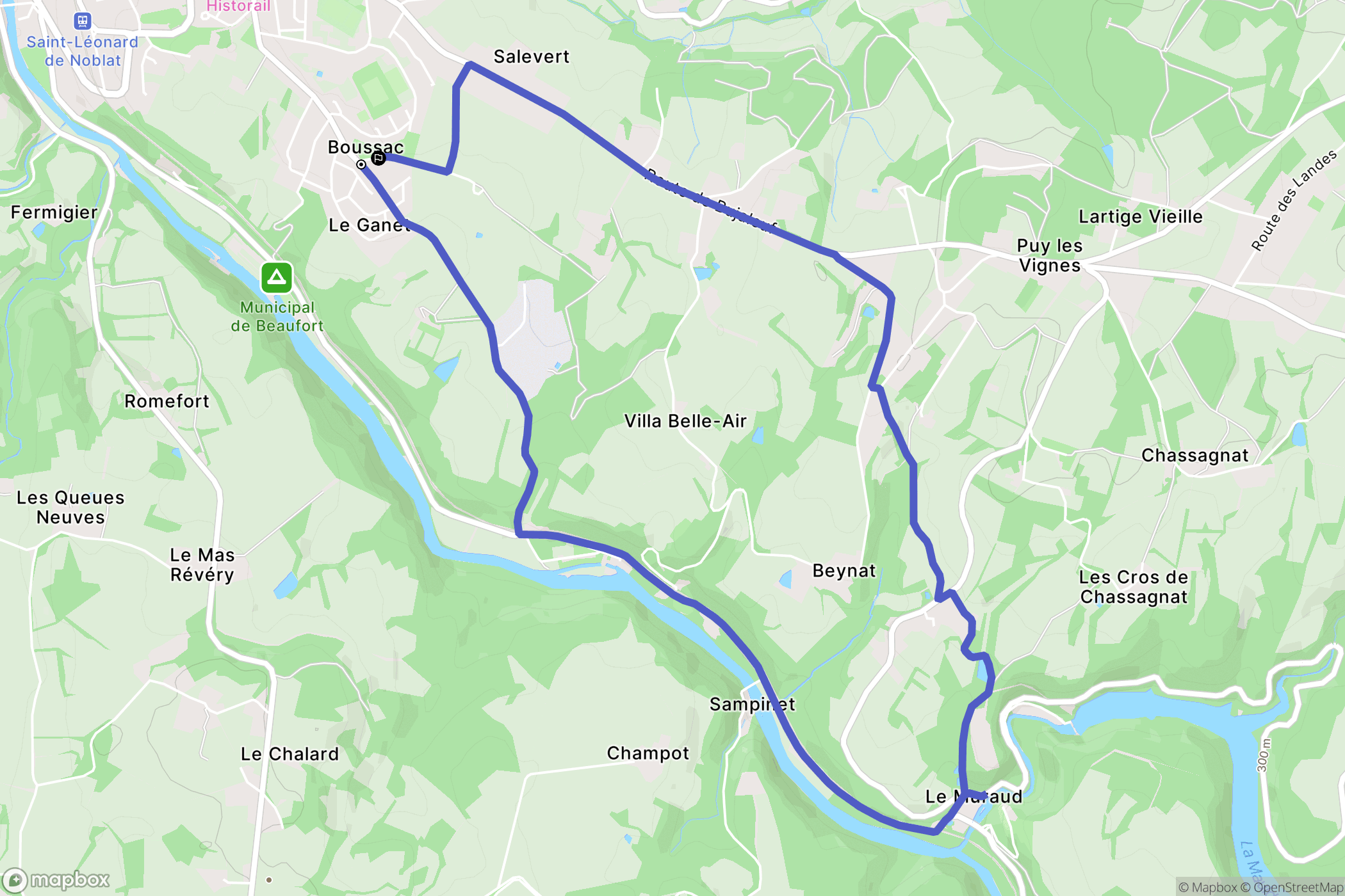 Saint-Léonard-de-Noblat : carte du parcours de randonnée - France