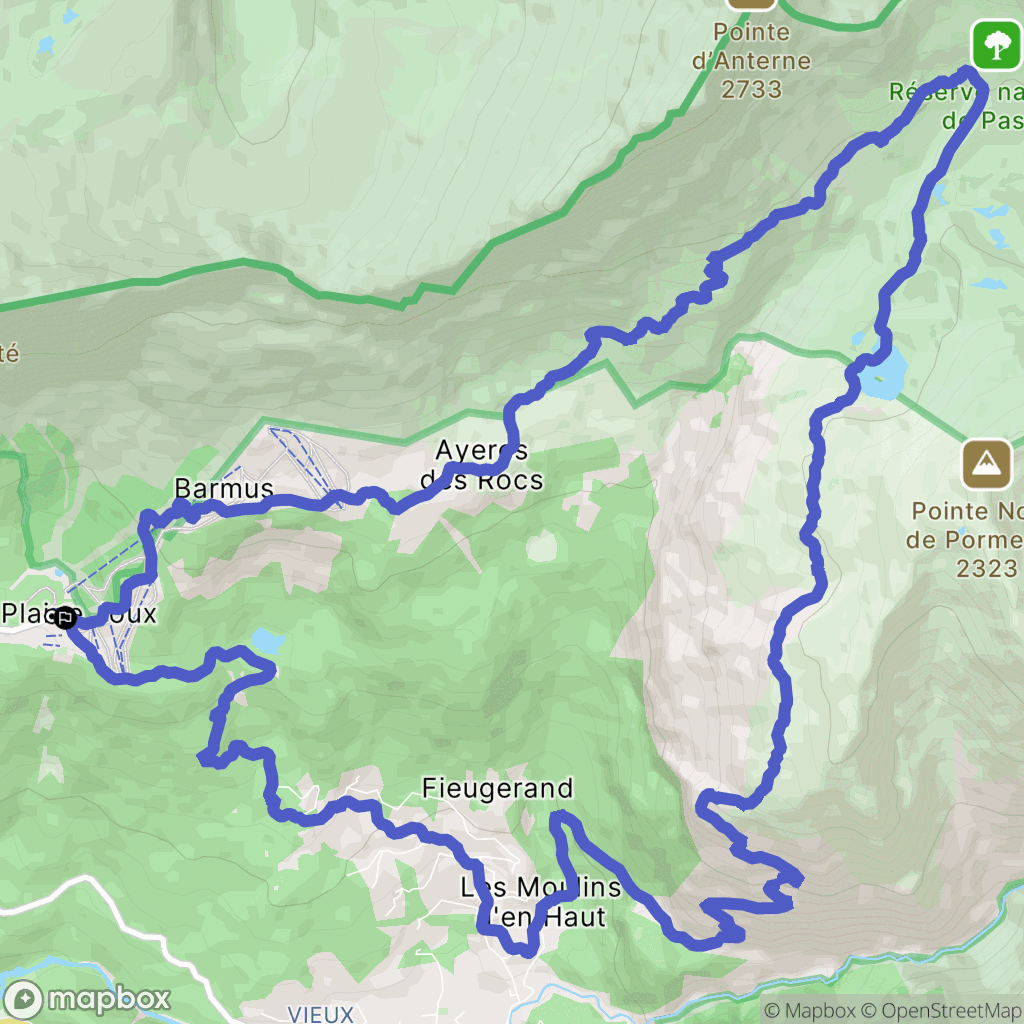 Passy - Plaine Joux : carte du parcours de randonnée - France