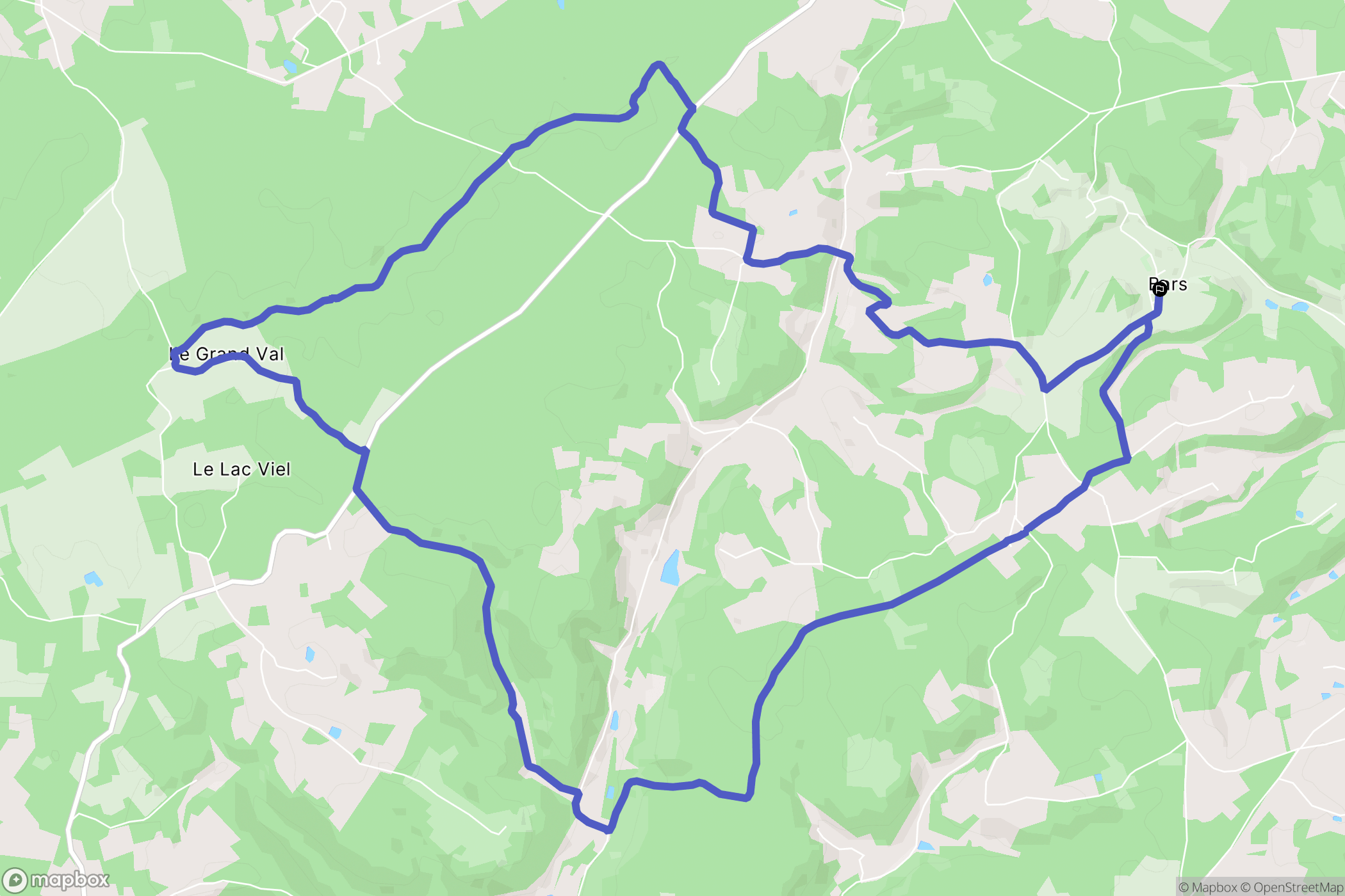 Bars : carte du parcours de randonnée - France