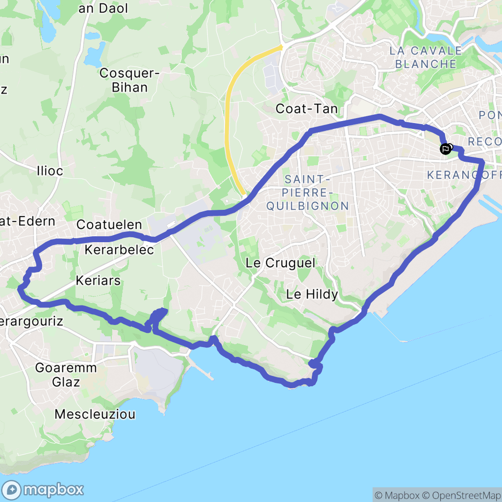 Brest : carte du parcours de randonnée - France