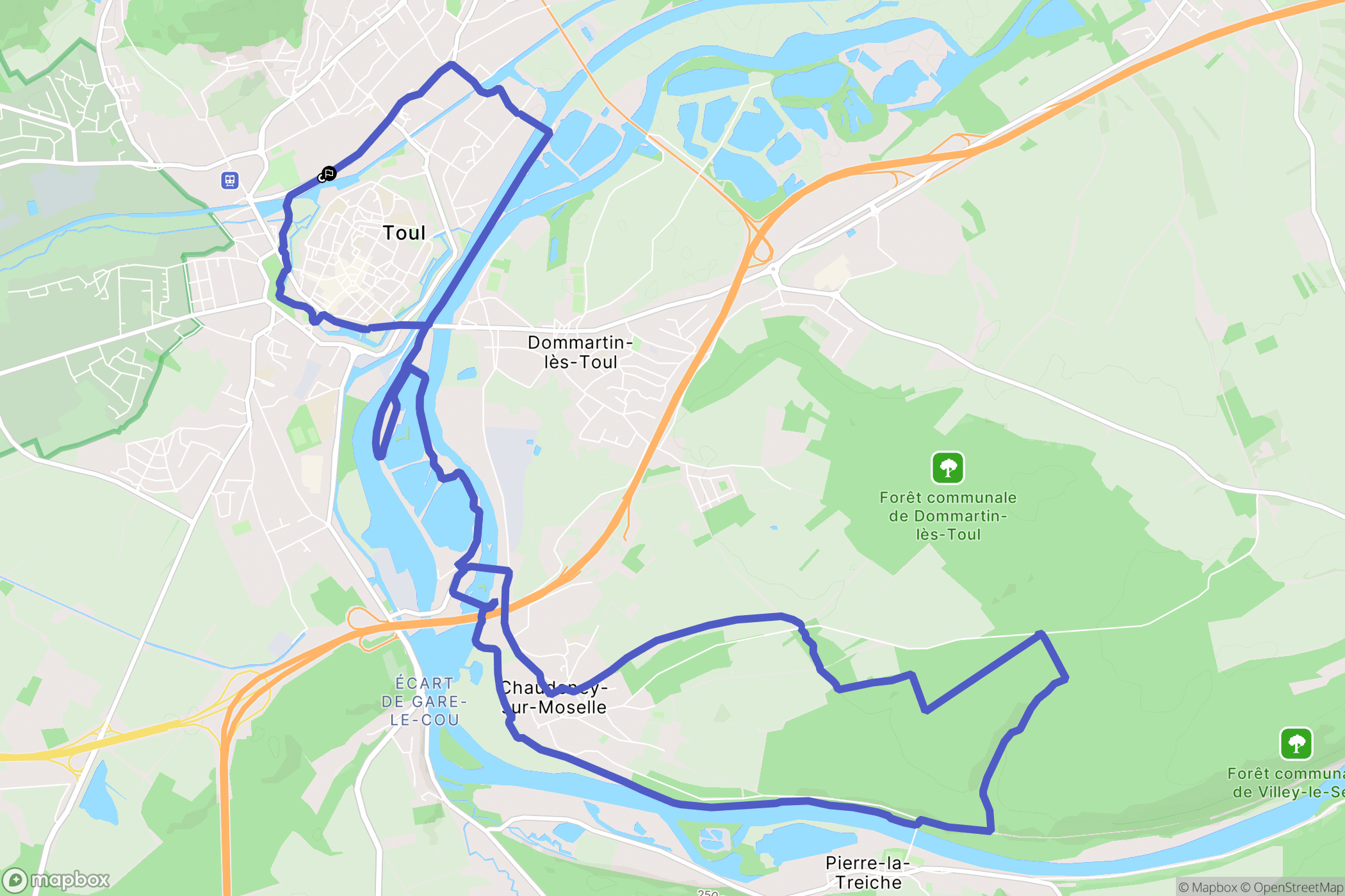 Toul : carte du parcours de randonnée - France