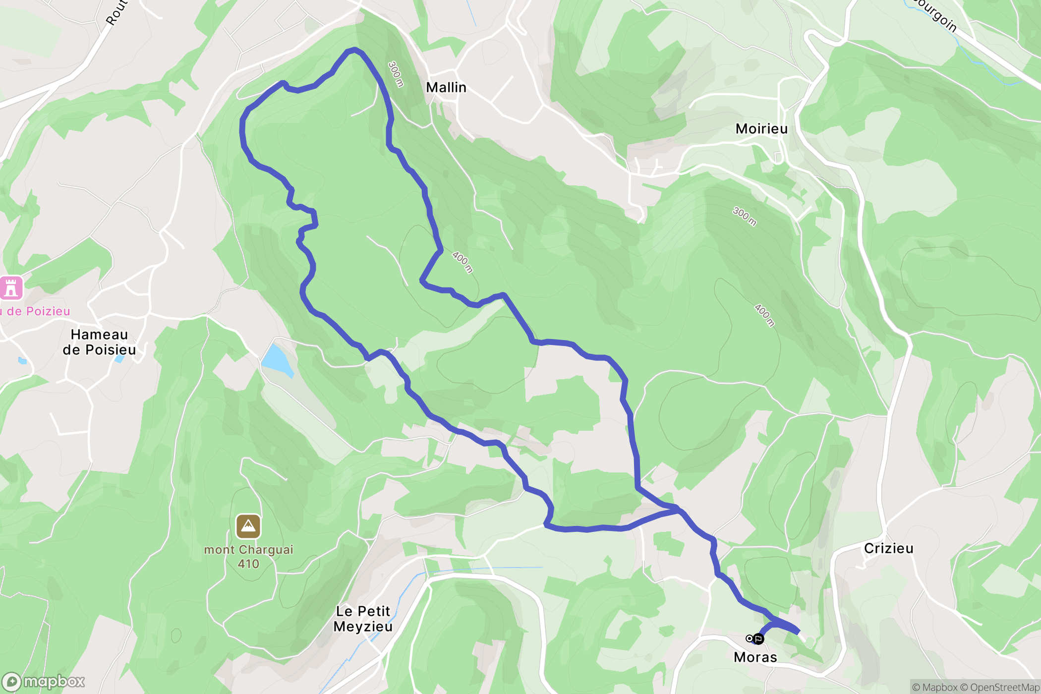 Moras : carte du parcours de randonnée - France