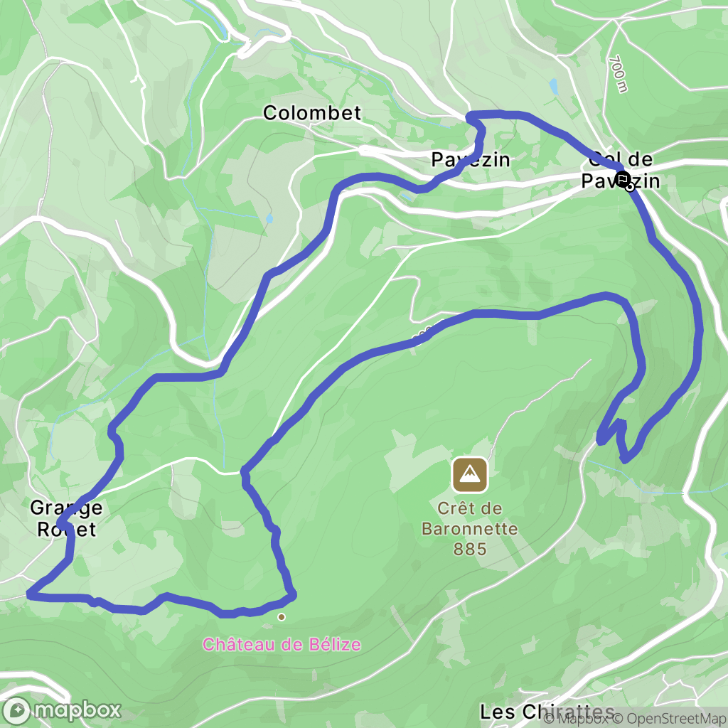 Chuyer : carte du parcours de randonnée - France