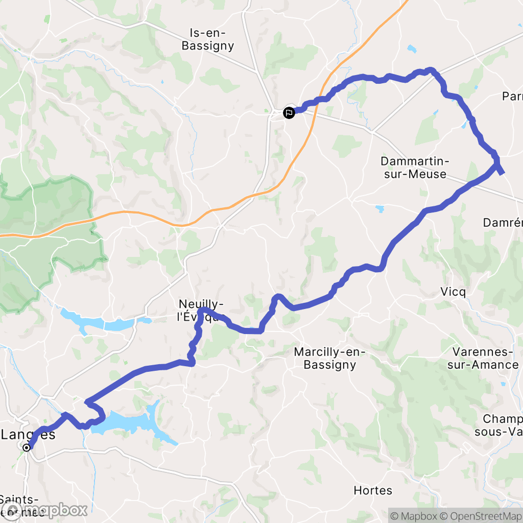 Langres : carte du parcours de randonnée - France